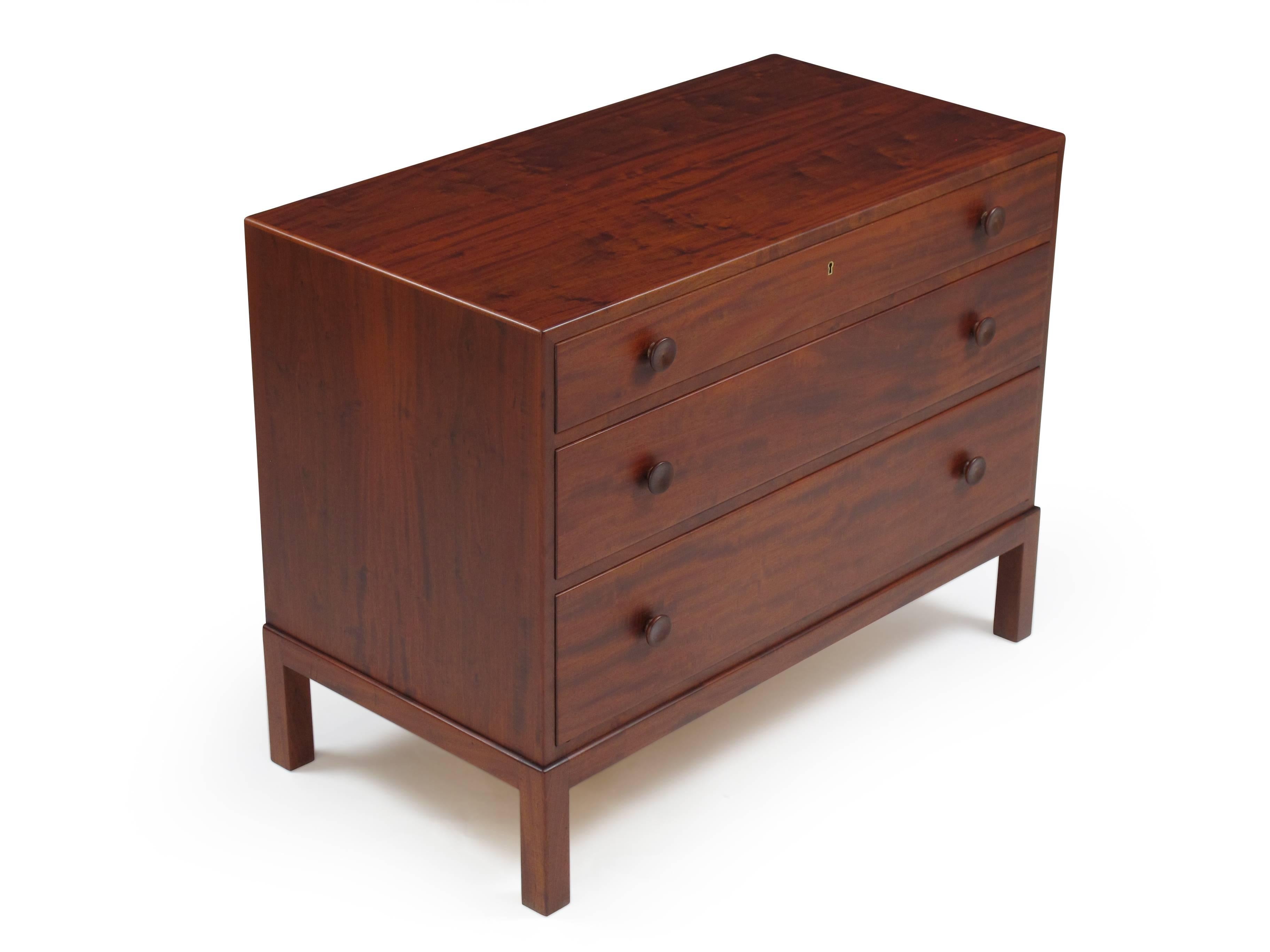1930s, Scandinavian dresser finely crafted of solid Cuban mahogany with dove tail joinery.