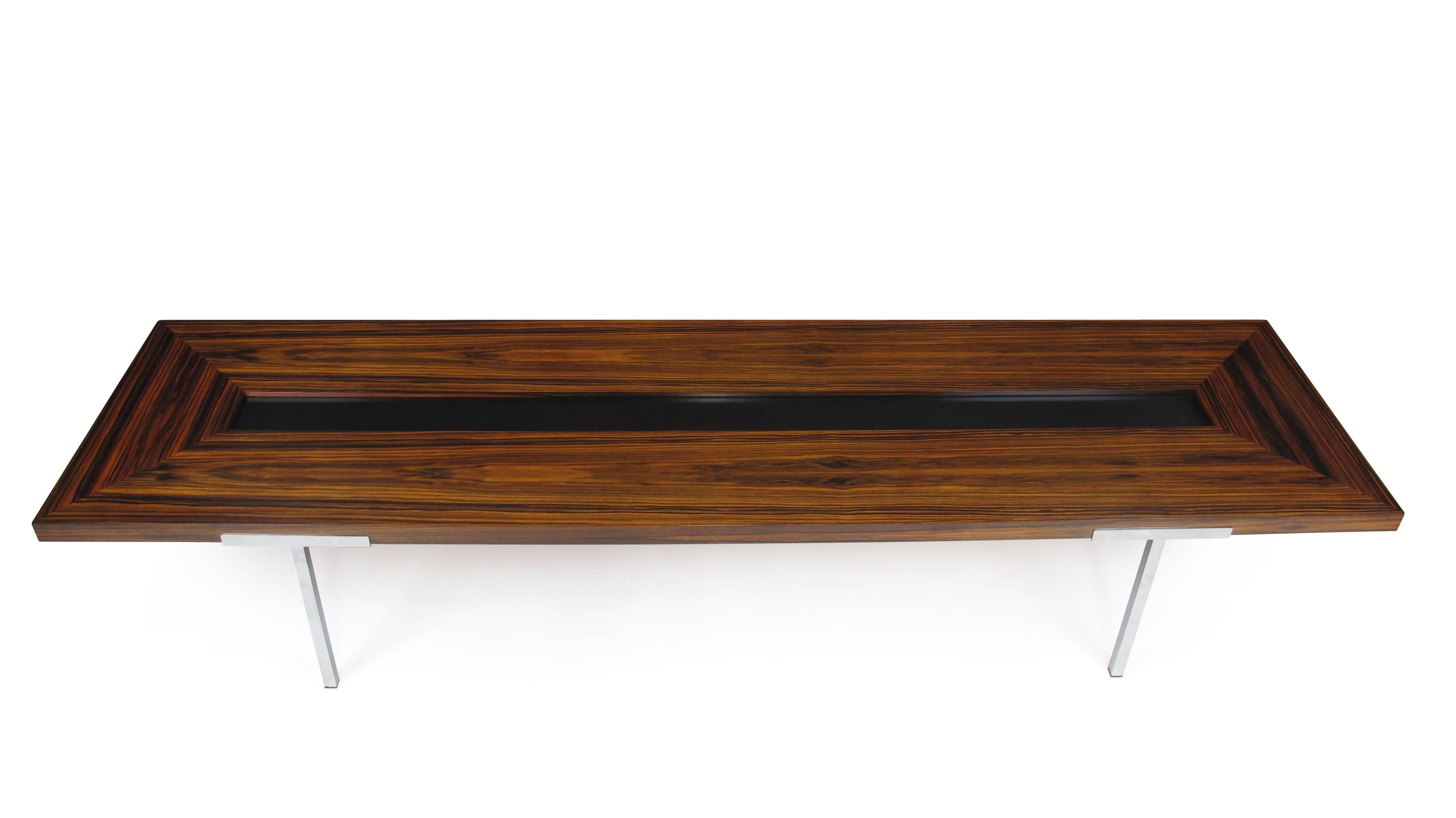 Mid-Century Modern Large 8' Santos Rosewood Coffee Table on Steel Legs