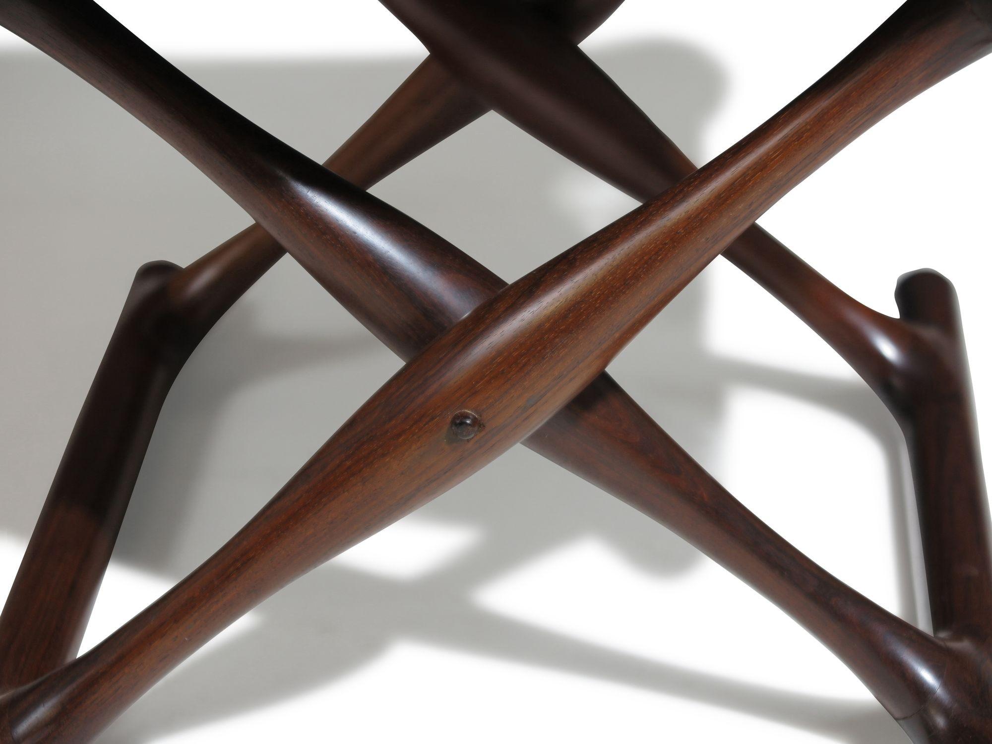 Danois Tabouret pliant en bois de rose brésilien et cuir de Poul Hundevad, époque ancienne en vente