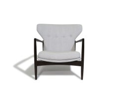 Restored IB Kofod Larsen Highback Lounge Chair and Ottoman in New Fabric