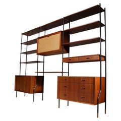 Danish Modern Teak Free-Standing Wall Unit with Bar by Lyby Møbelfabrik