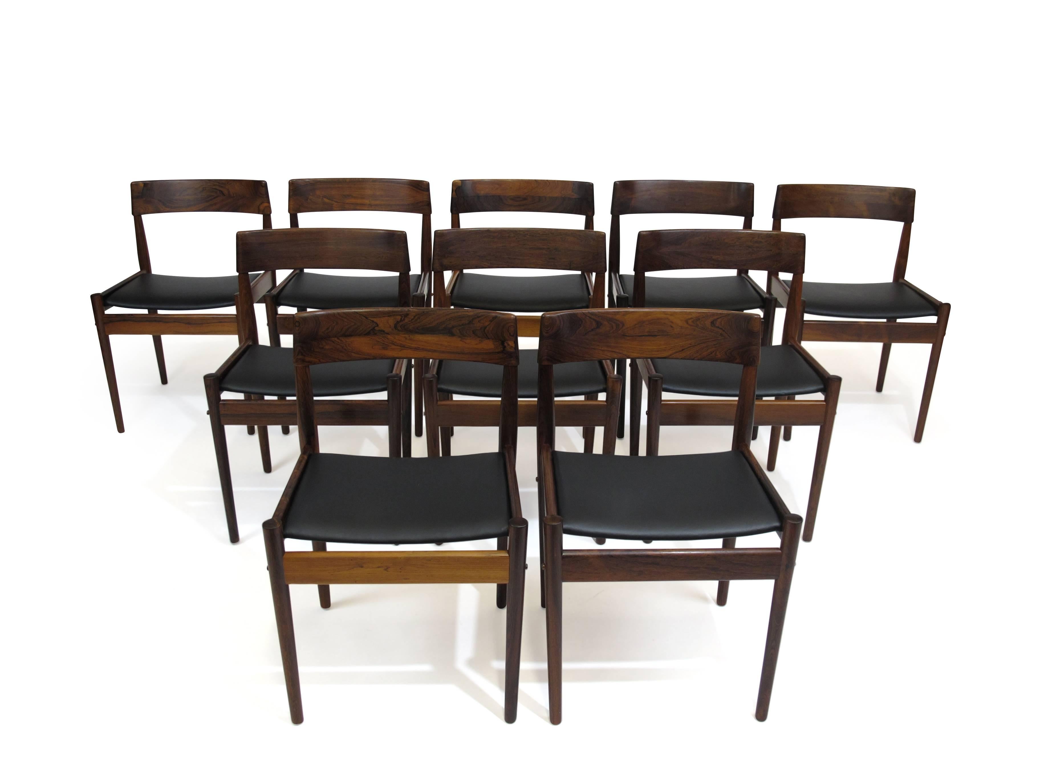 10 Grete Jalk for P. Jeppesens Mid-century Danish Rosewood Danish Dining Chairs In Excellent Condition In Oakland, CA
