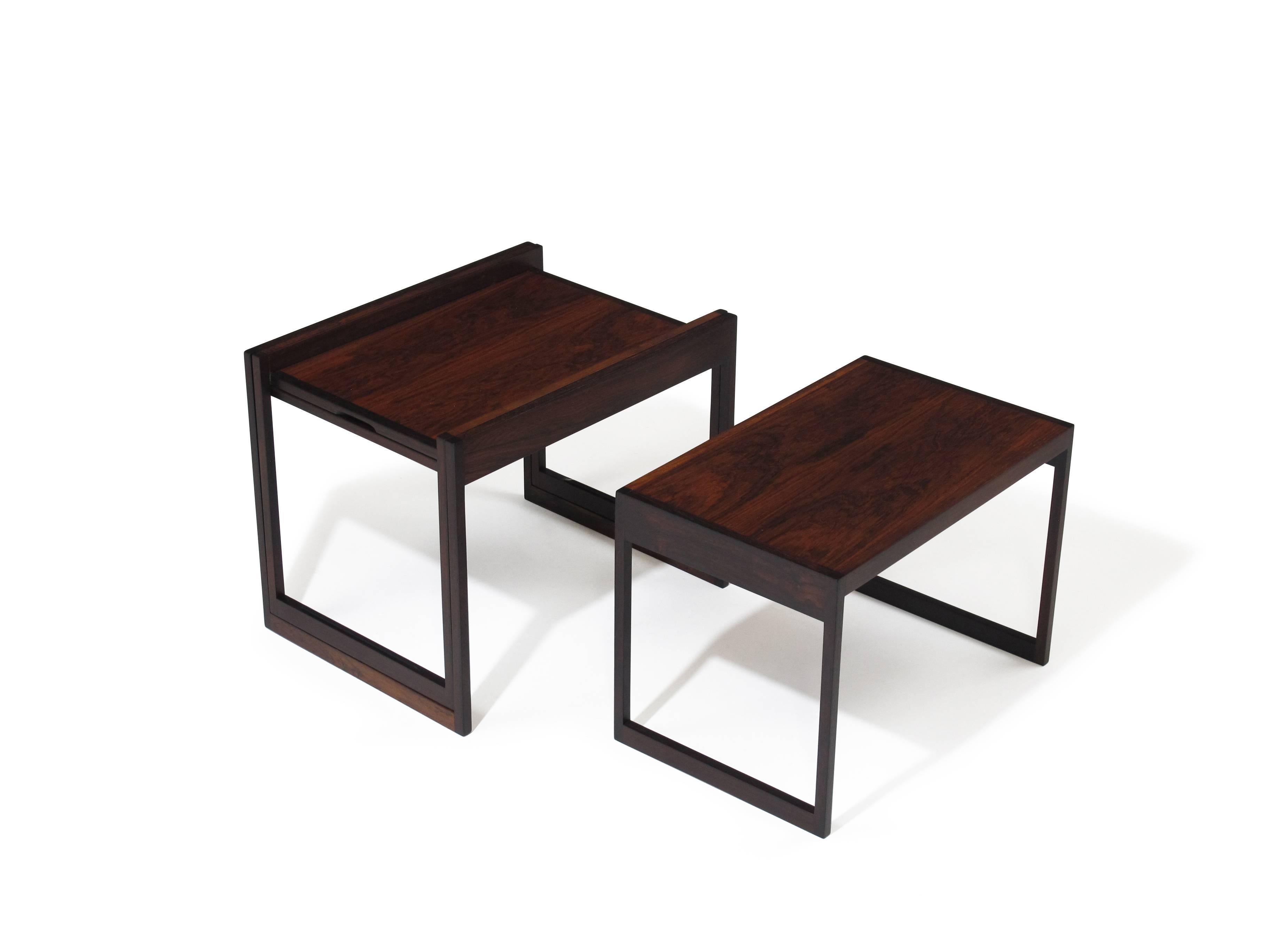 Scandinavian Modern CF Christensen Silkeborg Rosewood Nesting Tables