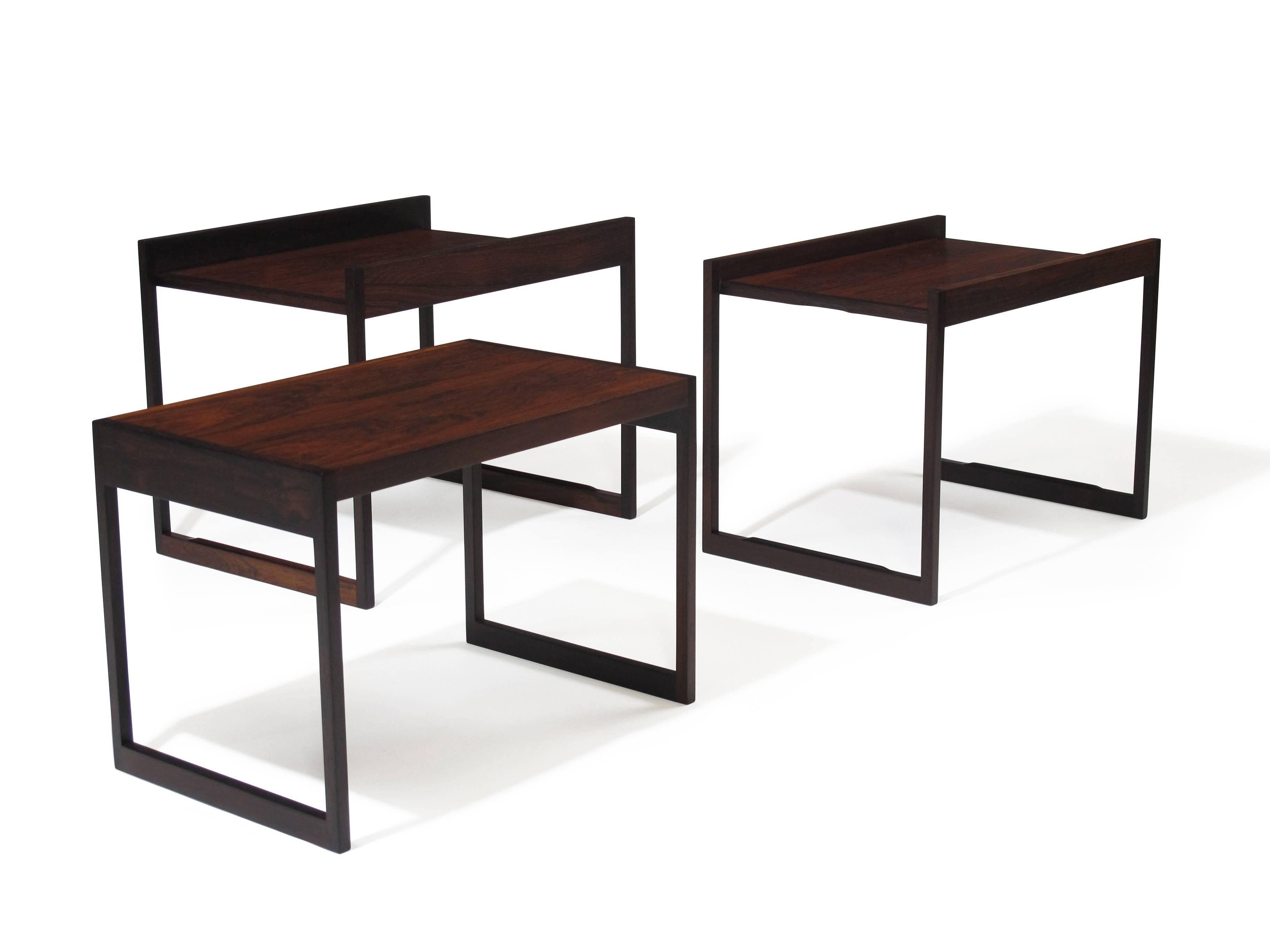 CF Christensen Silkeborg Rosewood Nesting Tables In Excellent Condition In Oakland, CA