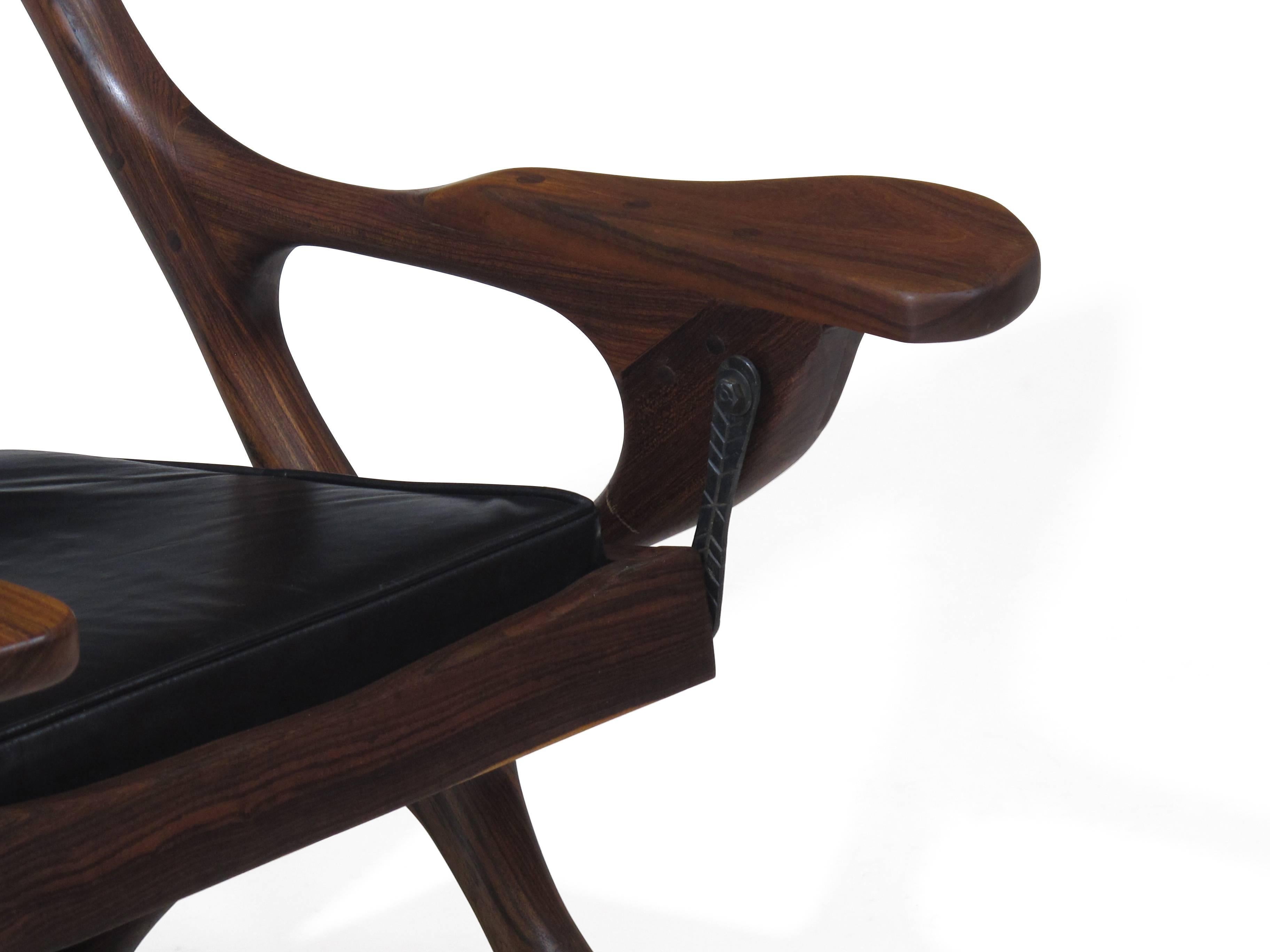 Don Shoemaker Cocobolo Rosewood Swinger Chair In Excellent Condition In Oakland, CA