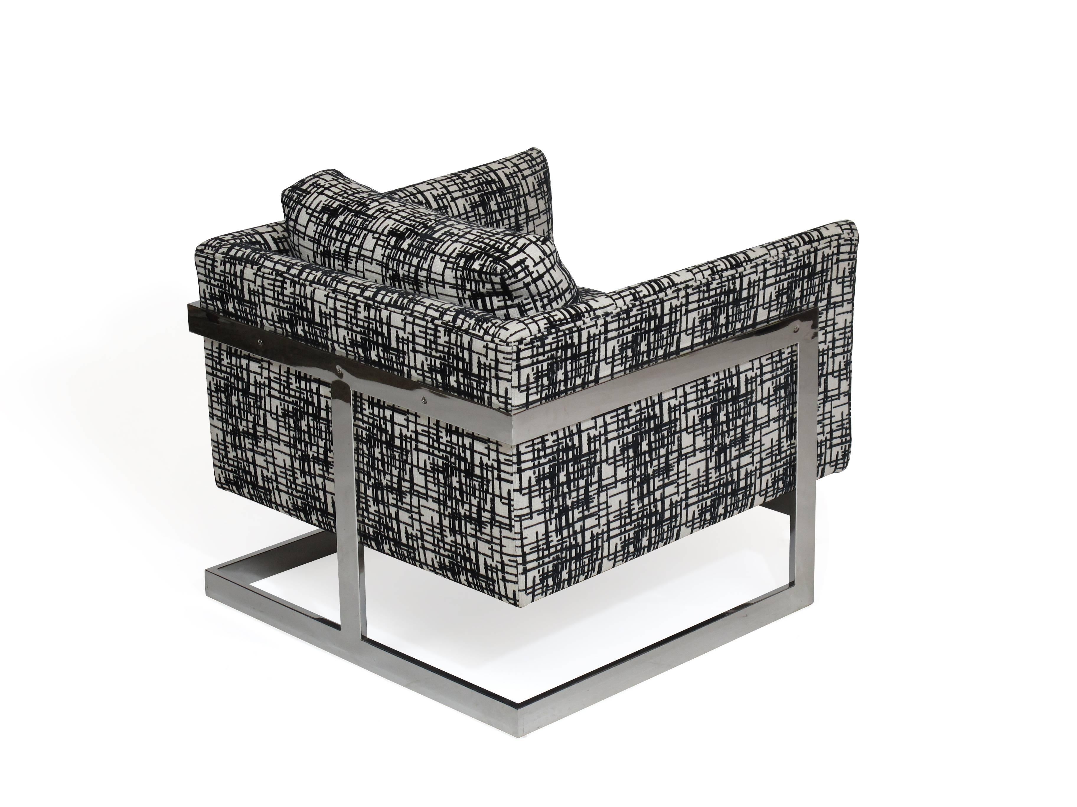 Mid-Century Modern Milo Baughman for Thayer Coggin T-Back Chrome Lounge Chair For Sale