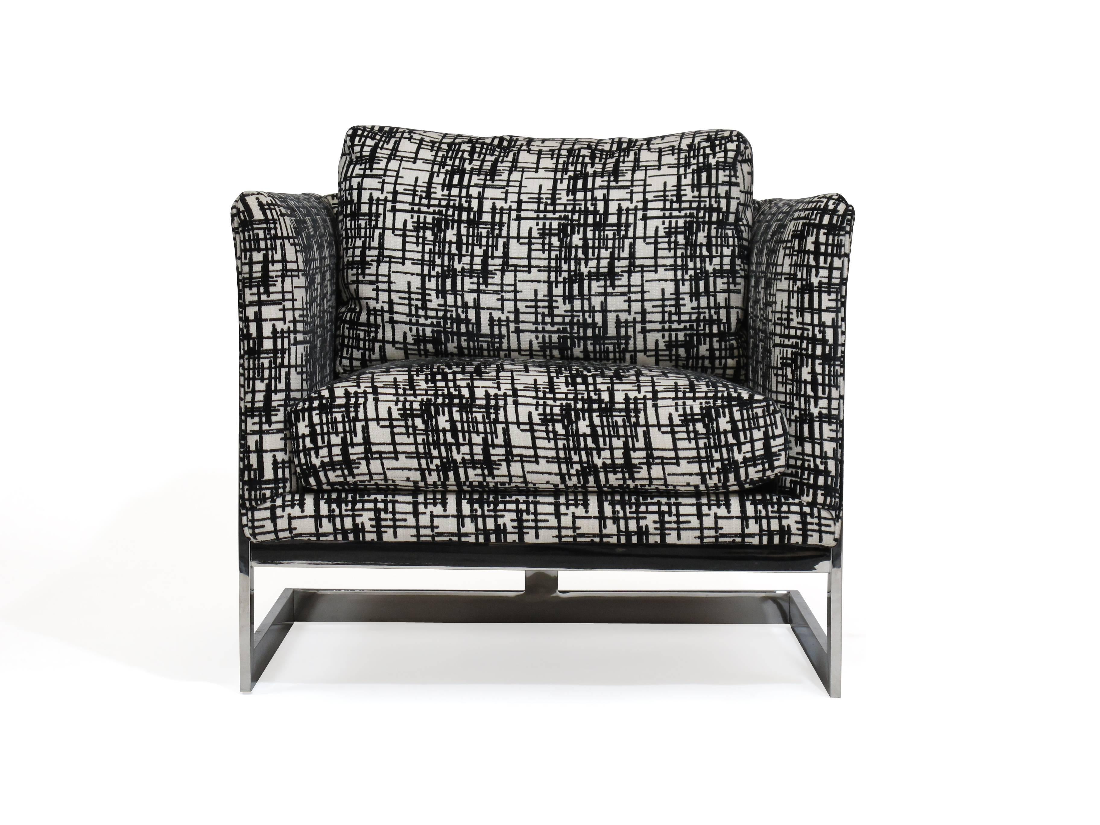 Milo Baughman para Thayer Coggin Silla de salón cromada con respaldo en T en Bueno estado para la venta en Oakland, CA