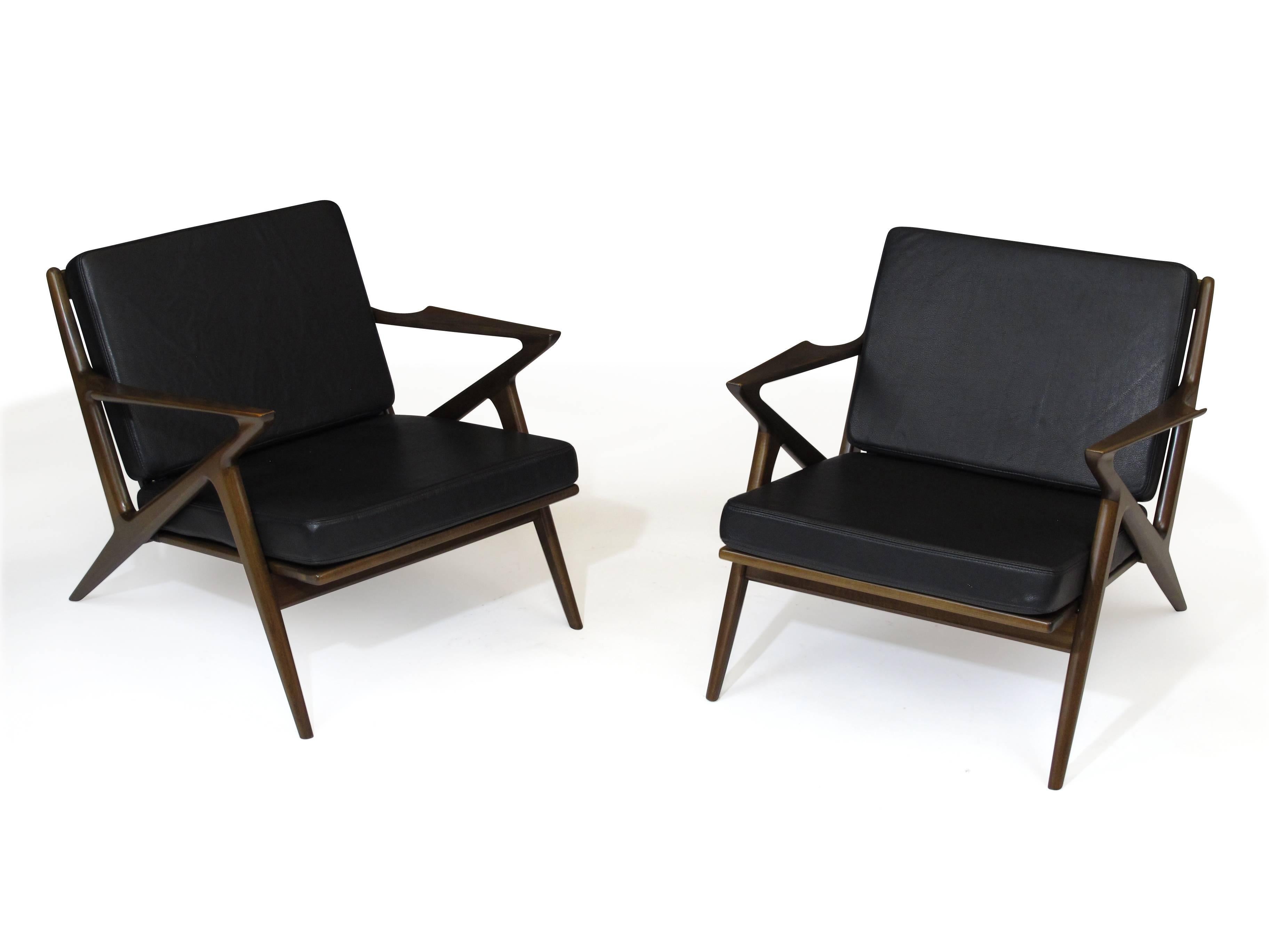 Danish Pair of Midcentury Selig 'Z' Lounge Chairs by Poul Jensen