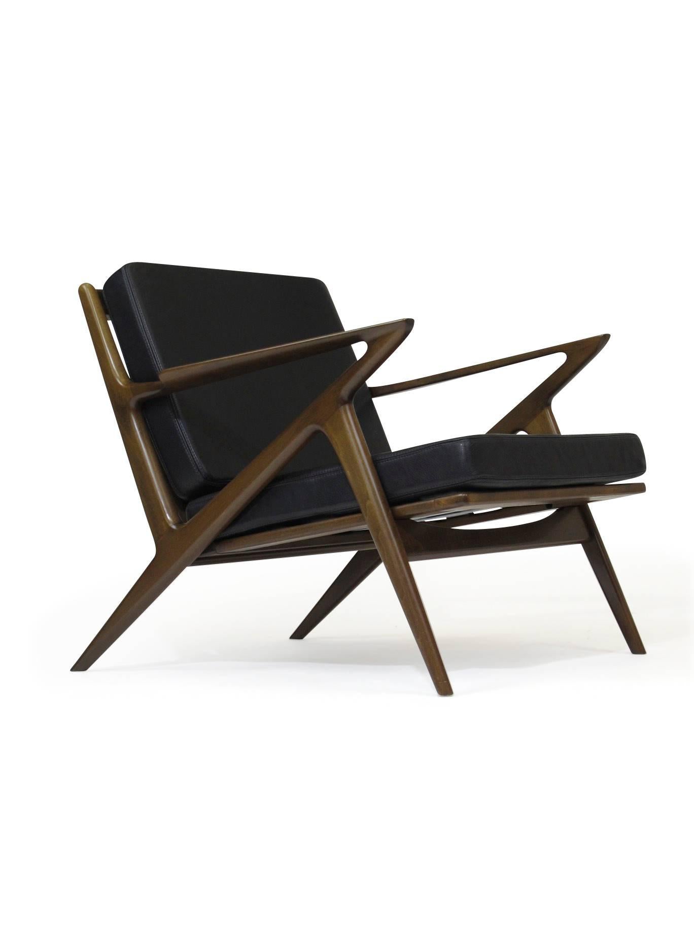 Oiled Pair of Midcentury Selig 'Z' Lounge Chairs by Poul Jensen
