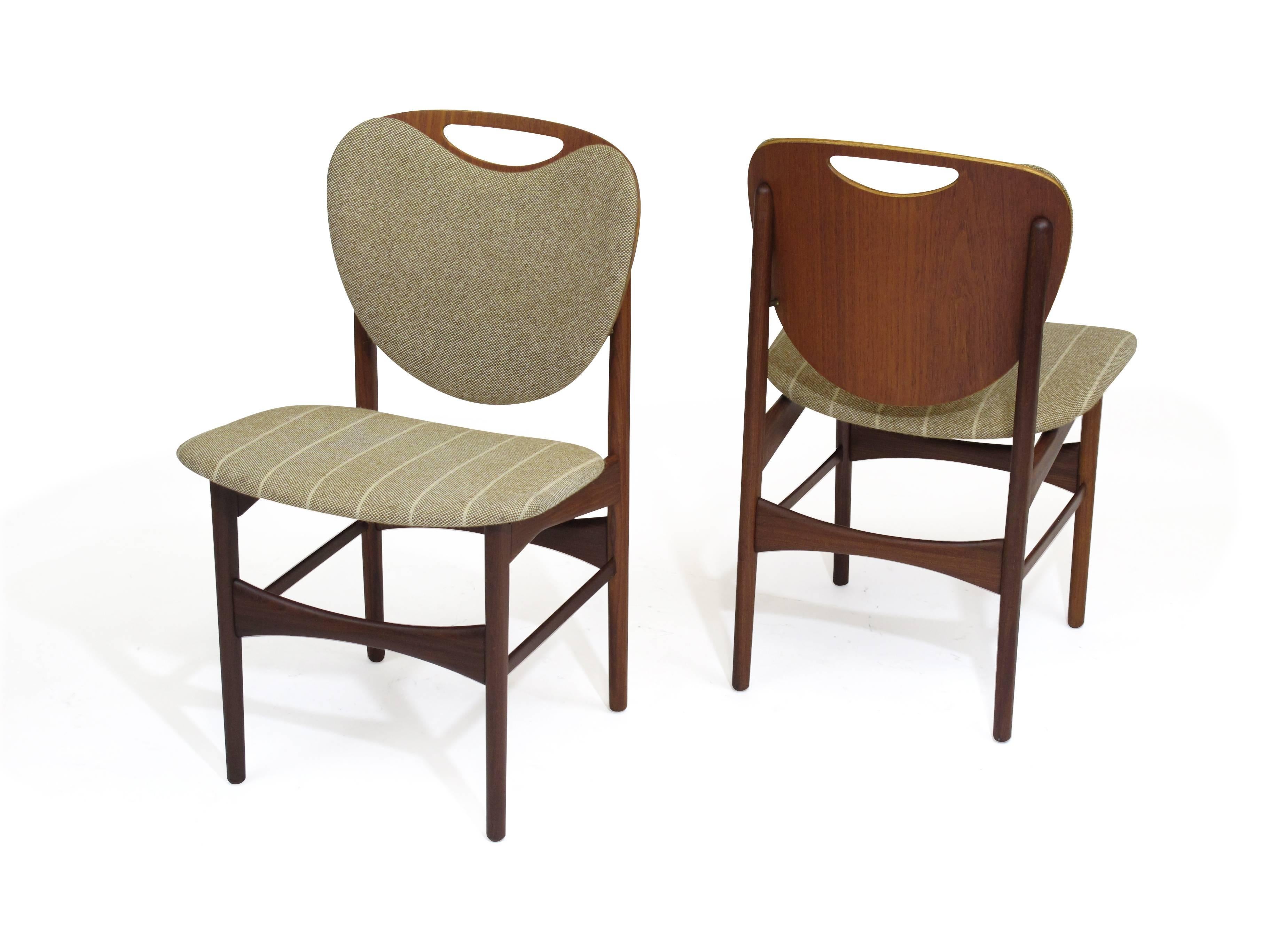 Scandinavian Modern Four Shield Back Teak Dining Chairs