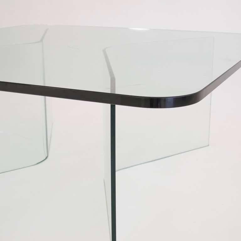 Molded 1970s, Italian Midcentury All Glass Square Coffee Table