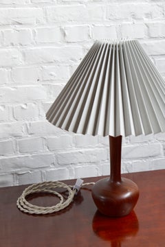 Danish Mid-Century Modern Table Lamp in Turned Teak and inlayed brass, 1960s