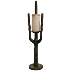 Mid-Century Modern Italian Design Green Lacquer Wood Cactus Floor Lamp