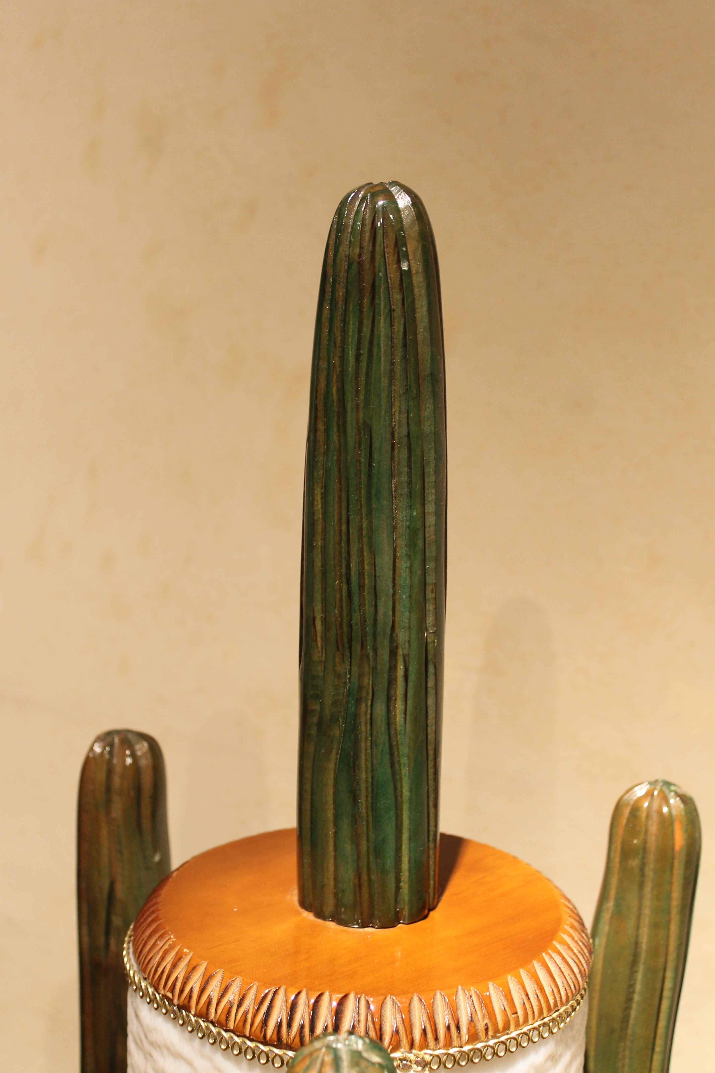 wooden cactus lamp century modern