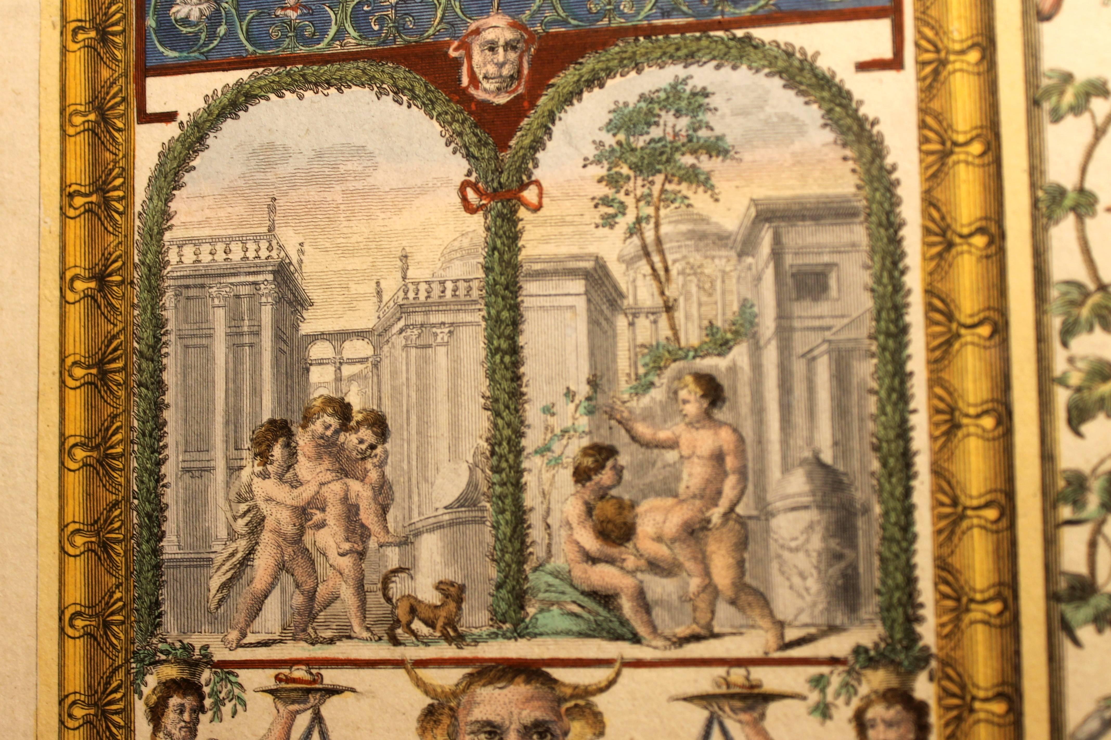 Three Italian 18th Century Hand-Colored Engravings on Paper of Vatican Loggias 5