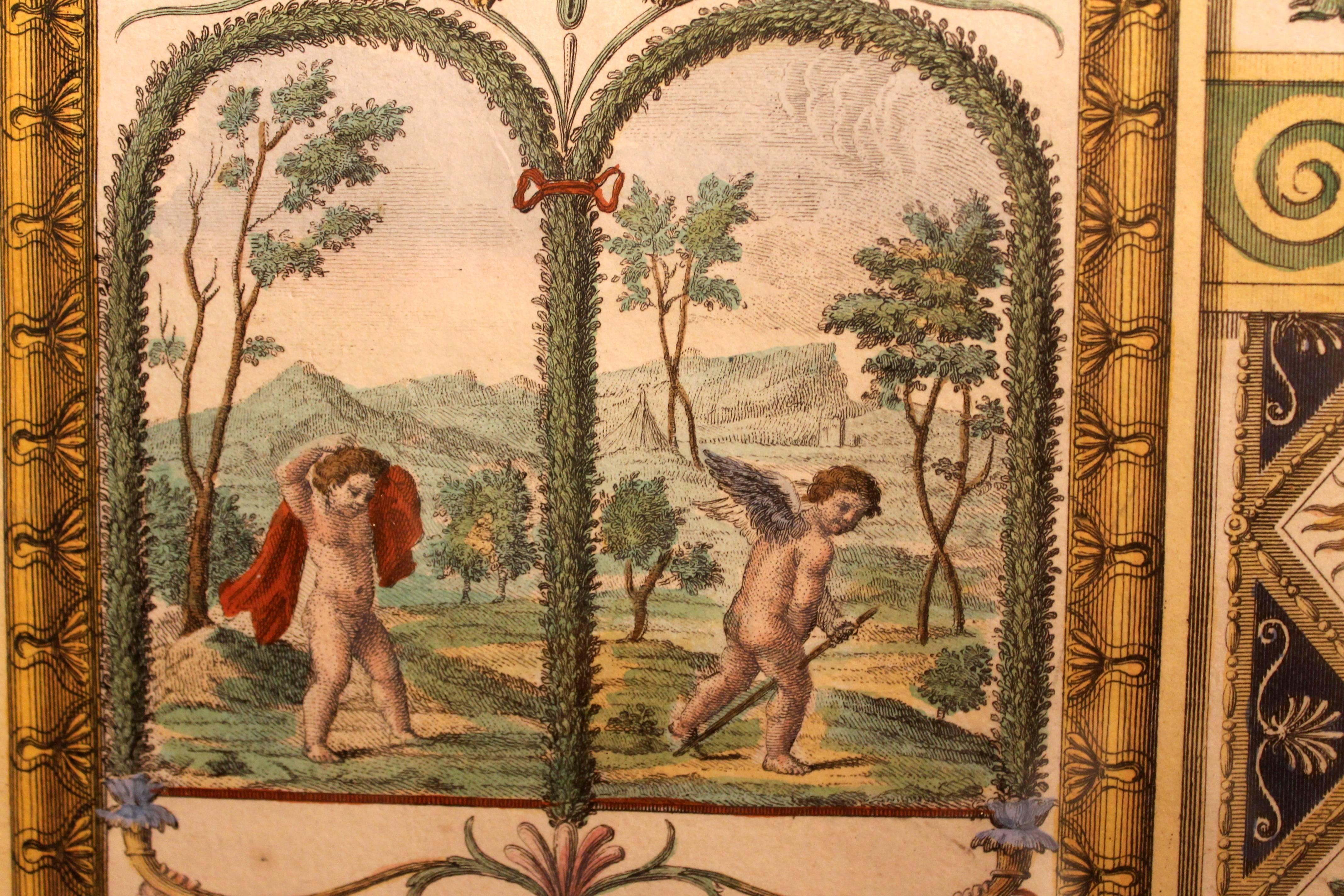 Three Italian 18th Century Hand-Colored Engravings on Paper of Vatican Loggias 7