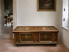 17th-century Italian Baroque Polychrome Painted Armorial Blanket Chest