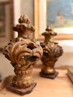Pair of Carved and Gilded Wood Architectural Finials, Louis XV, 18th Century