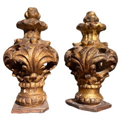 Pair of Carved and Gilded Wood Architectural Finials, Louis XV, 18th Century