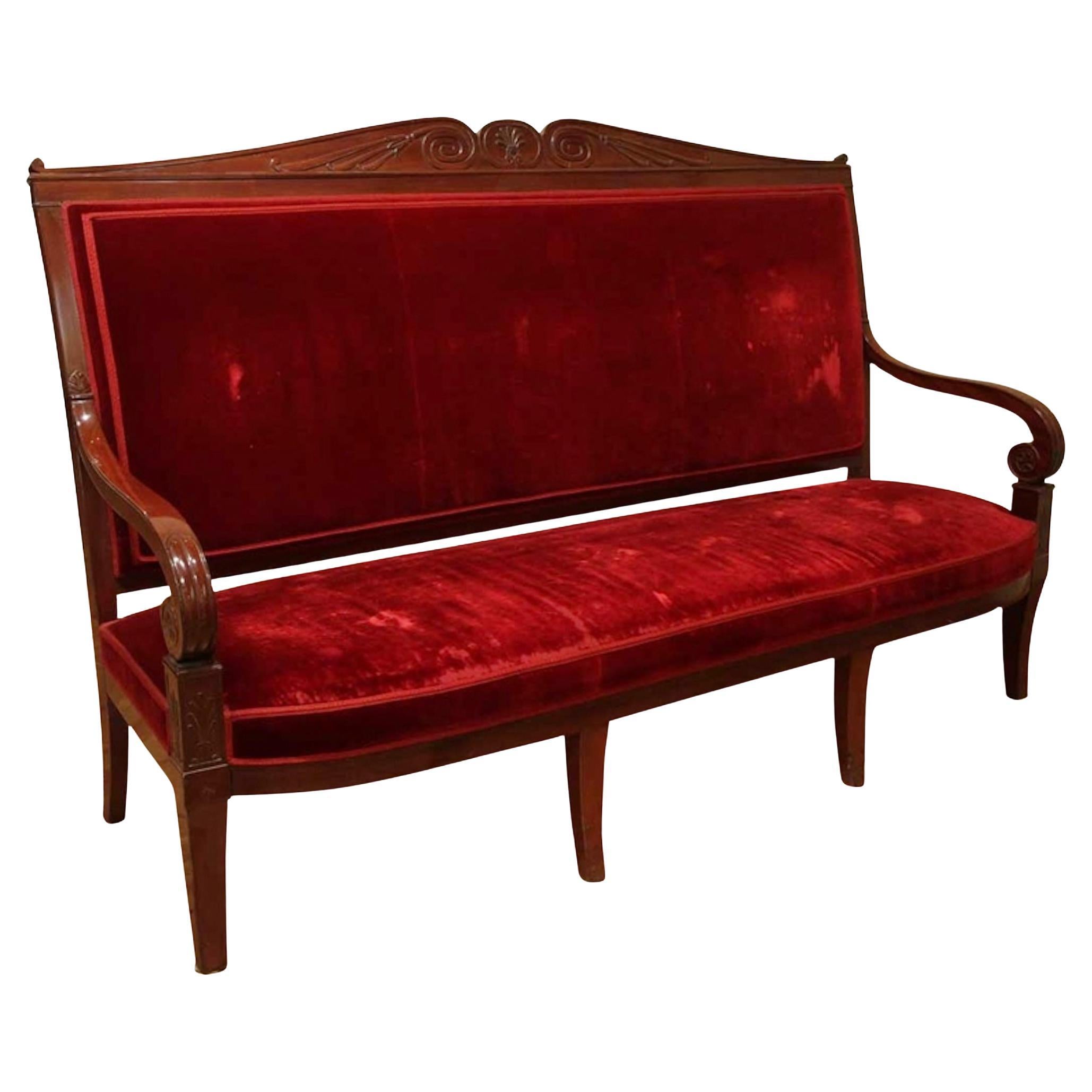 18th Century French Mahogany Sofa, George Jacob Manner, Circa 1796-1825 For Sale