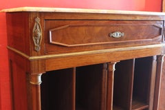 19th Century French Mahogany Bookcase of Narrow Proportion with Marble Top