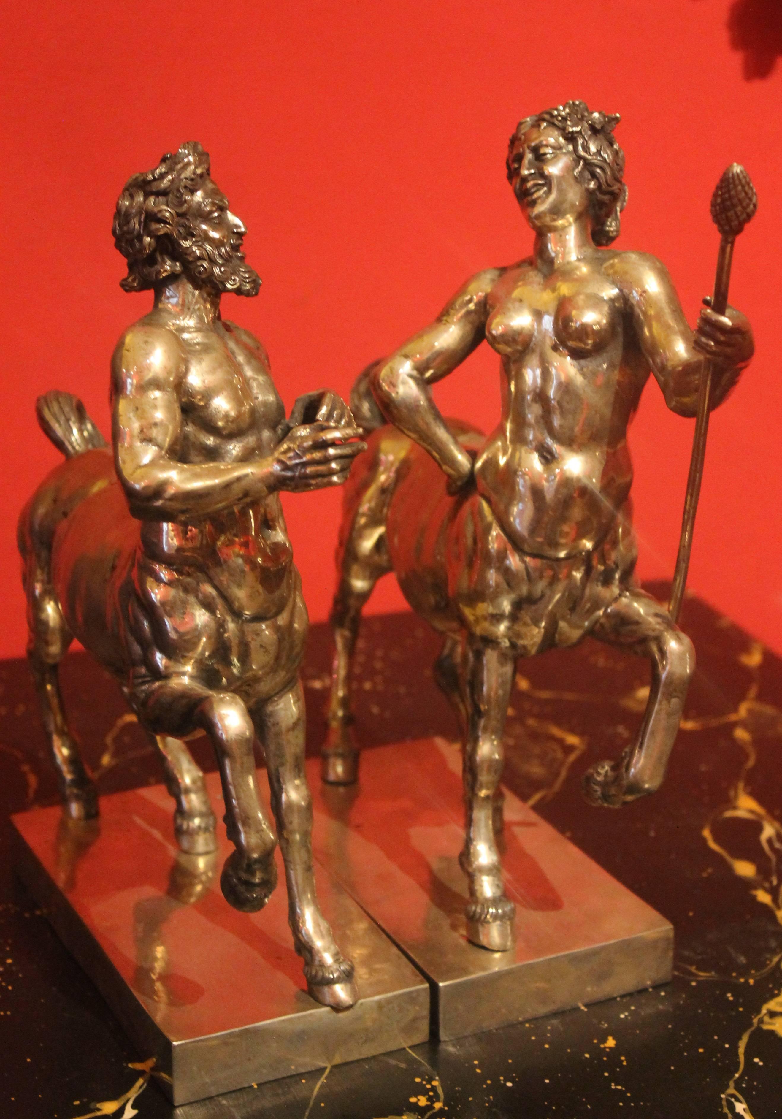 19th Century Italian Neoclassical Style Silver Sculptures Centaurs Model 1