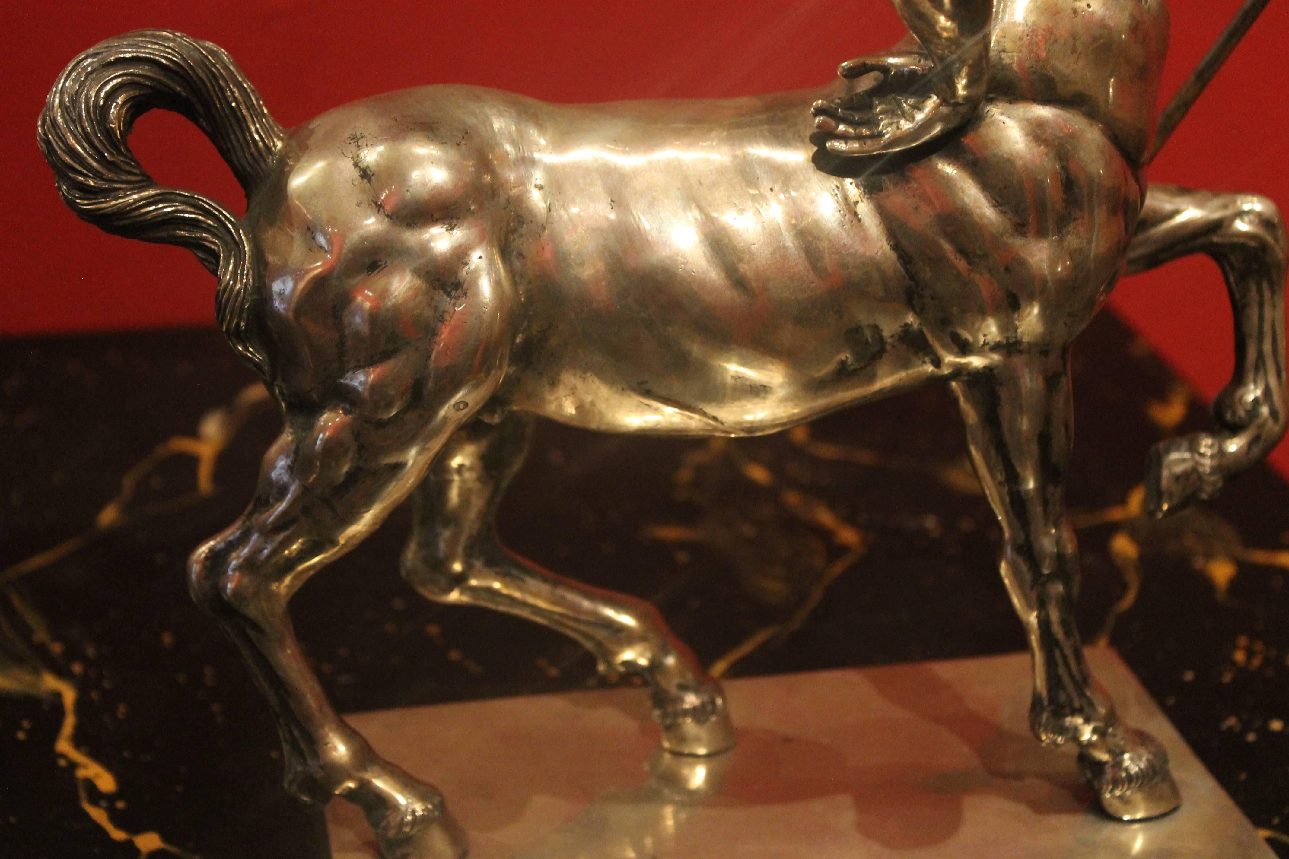 19th Century Italian Neoclassical Style Silver Sculptures Centaurs Model 4