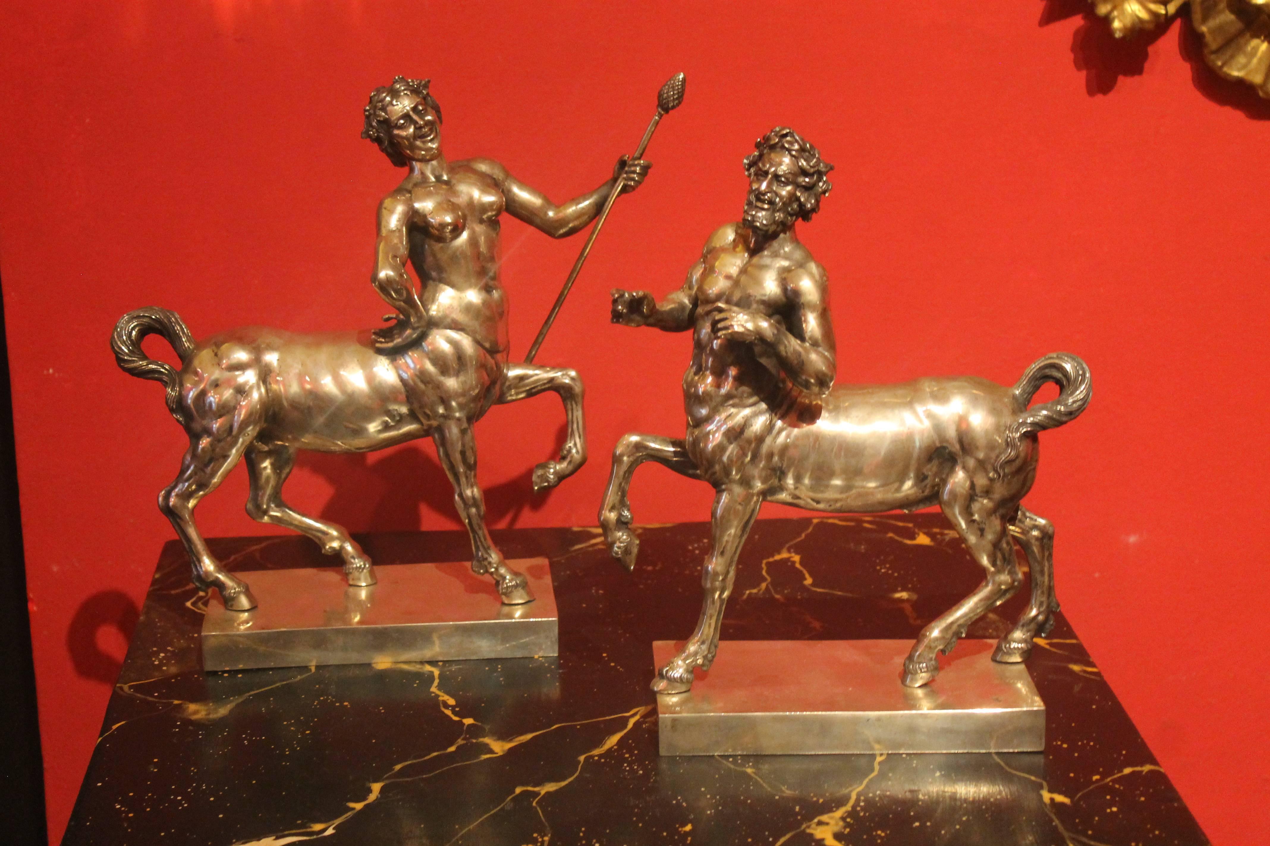 19th Century Italian Neoclassical Style Silver Sculptures Centaurs Model 5
