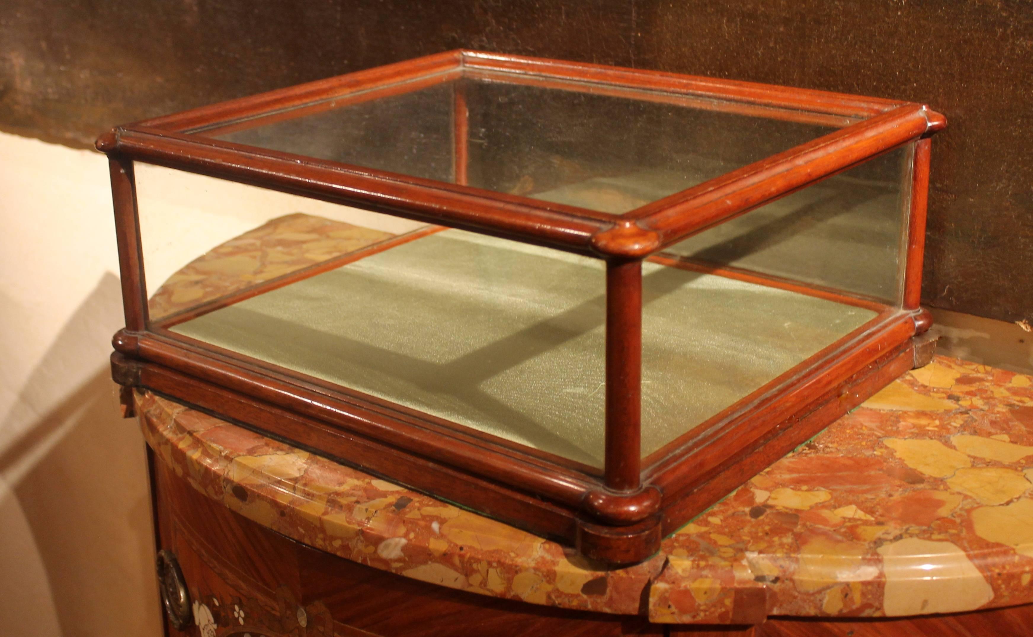19th Century Rectangular English Mahogany Tabletop Display Case or Showcase  In Good Condition In Firenze, IT