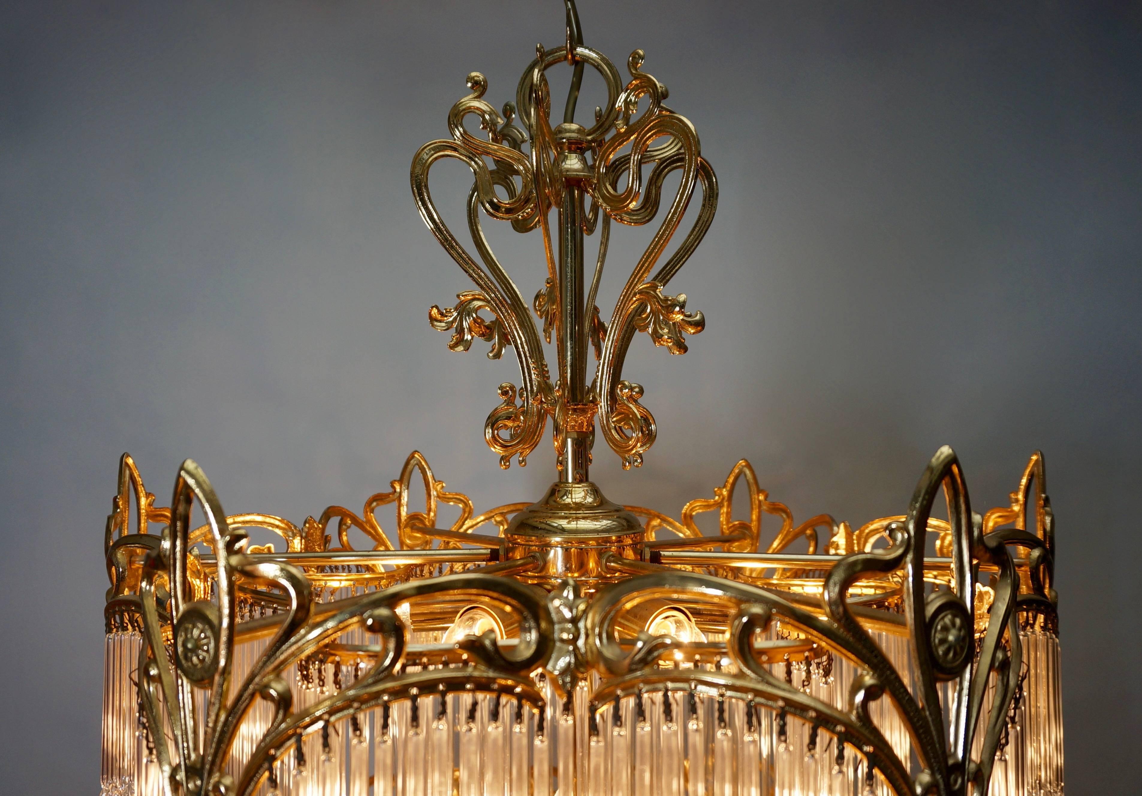 20th Century  Huge Murano Glass and Brass Chandelier