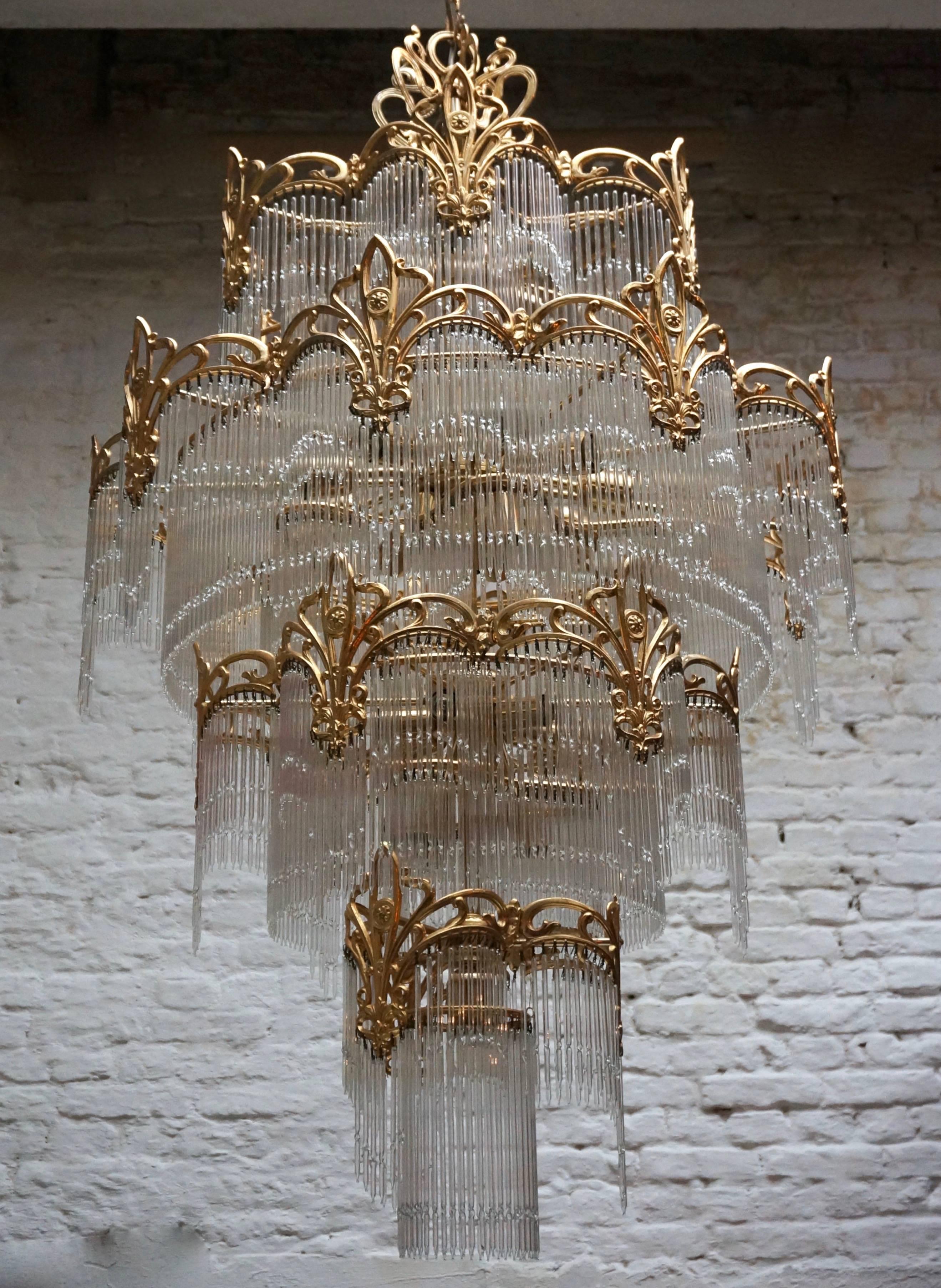  Huge Murano Glass and Brass Chandelier 3