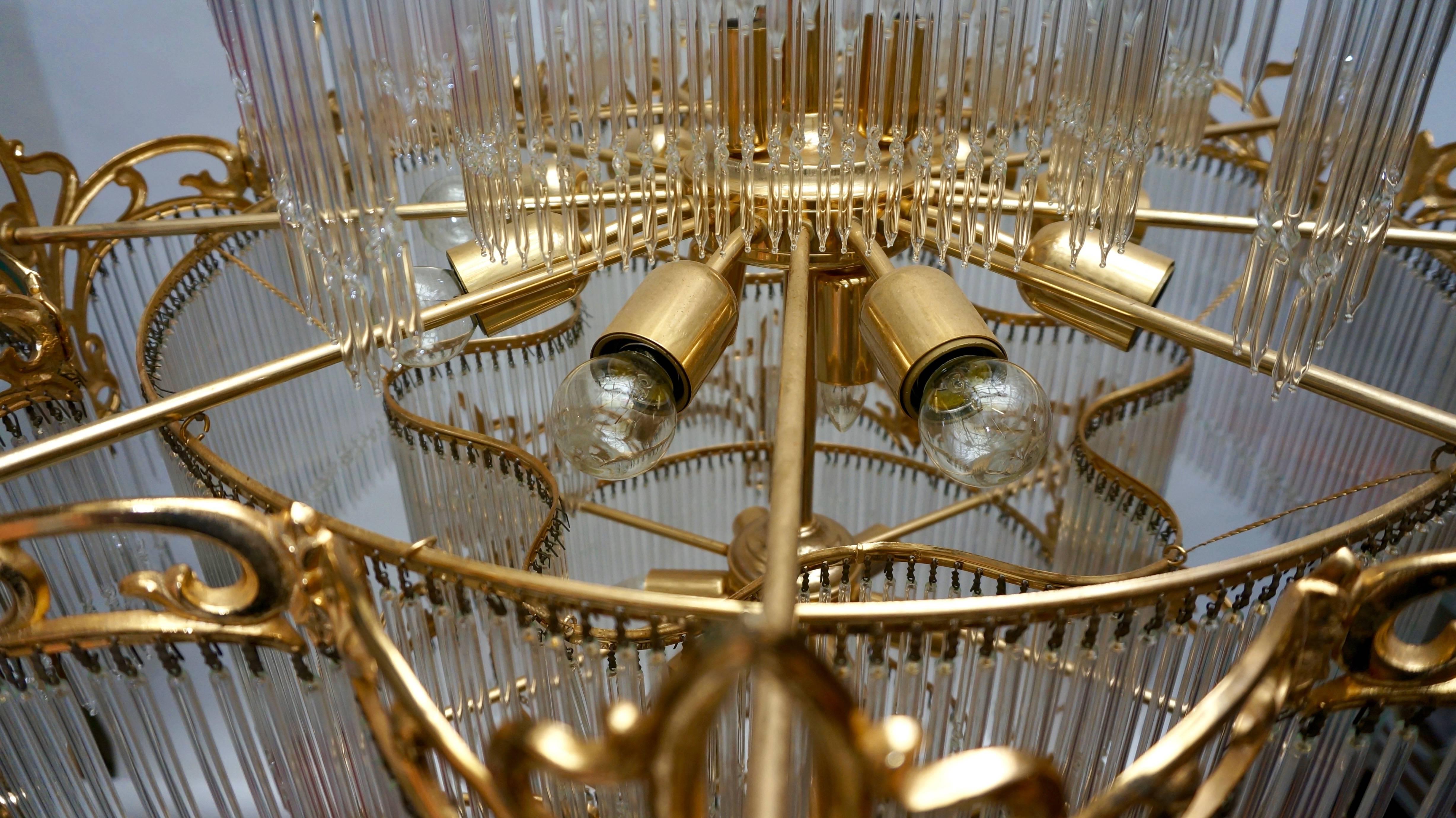  Huge Murano Glass and Brass Chandelier 4