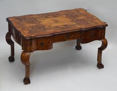 19th Century Burl Walnut Partner's Desk with Armchair