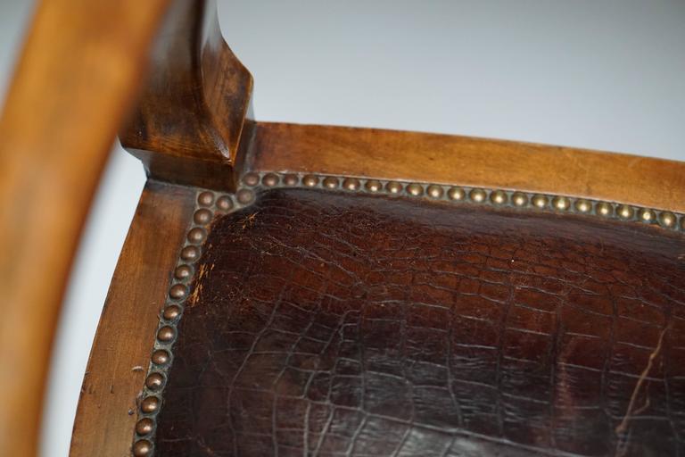 19th Century Burl Walnut Partner's Desk with Armchair For Sale 4