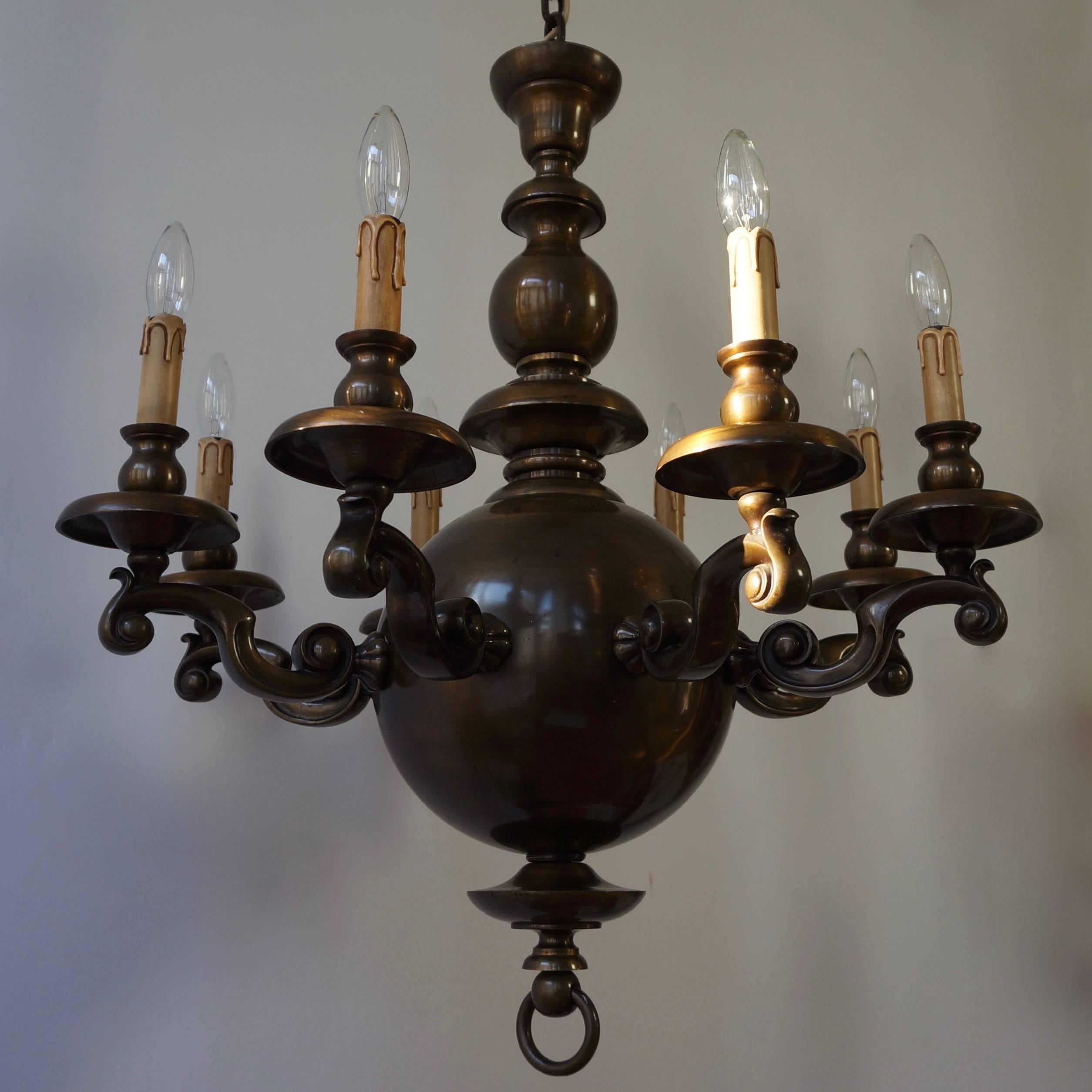 Baroque Revival Massive Bronze Belgium Flemish Style Chandelier