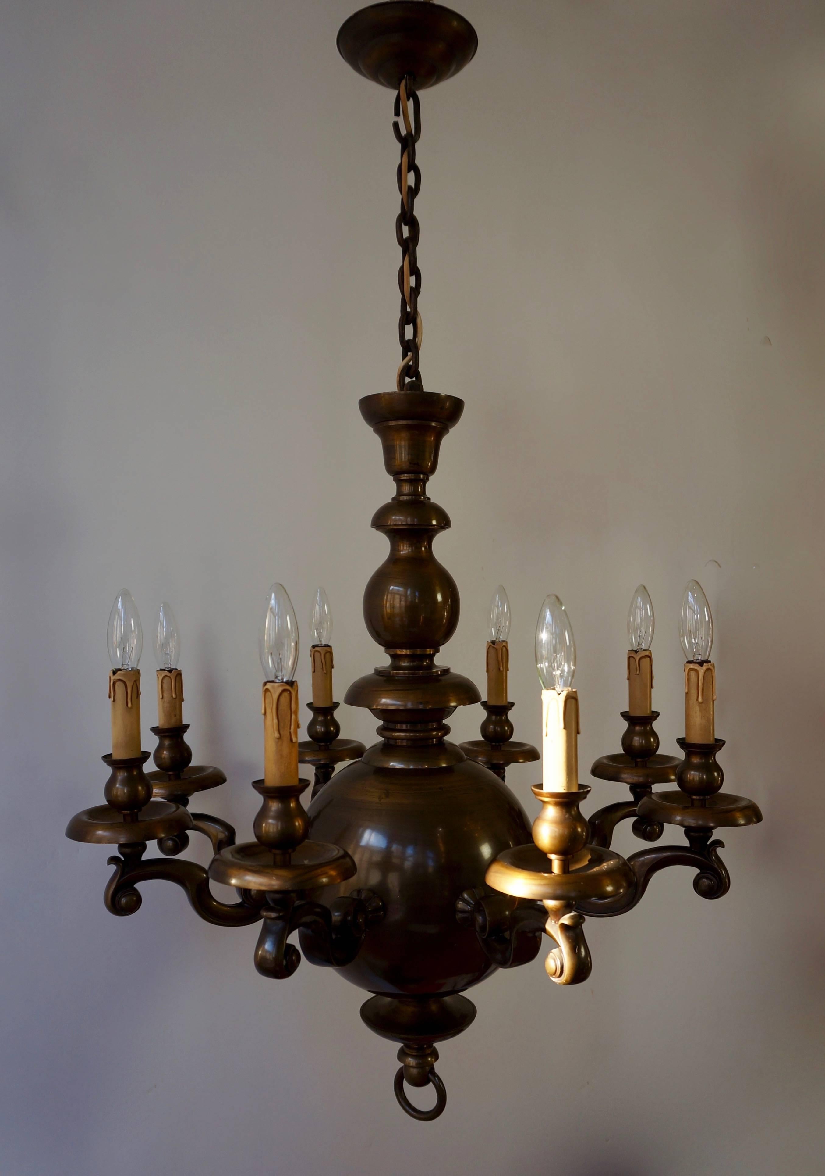 Massive Bronze Belgium Flemish Style Chandelier 1