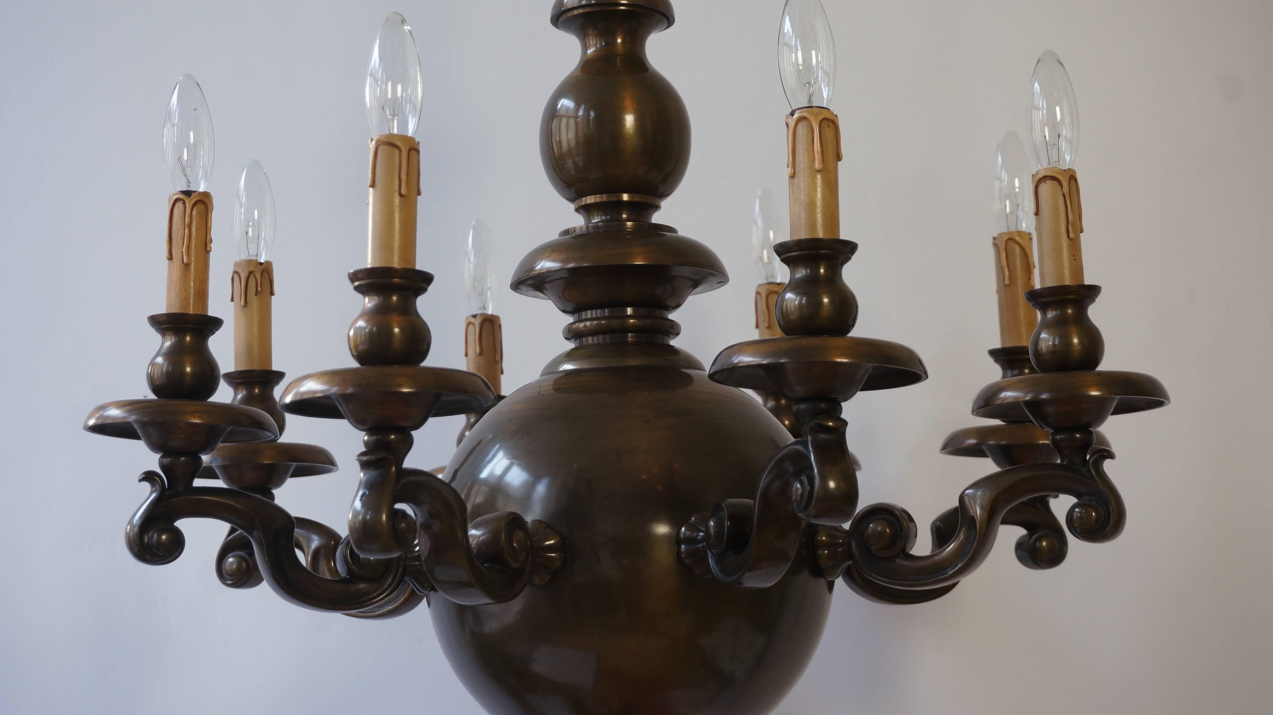 Massive Bronze Belgium Flemish Style Chandelier 3