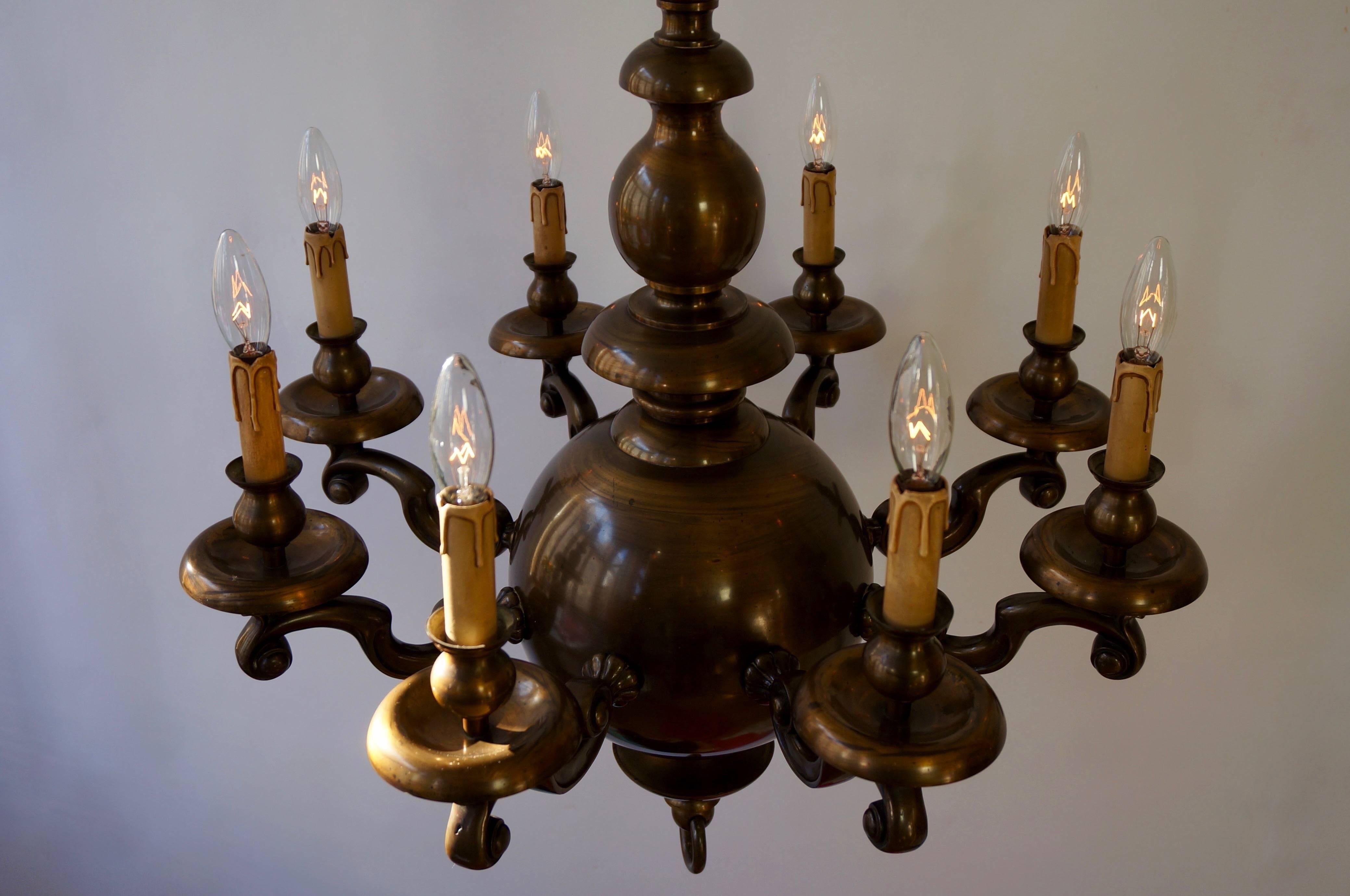 Belgian Massive Bronze Belgium Flemish Style Chandelier