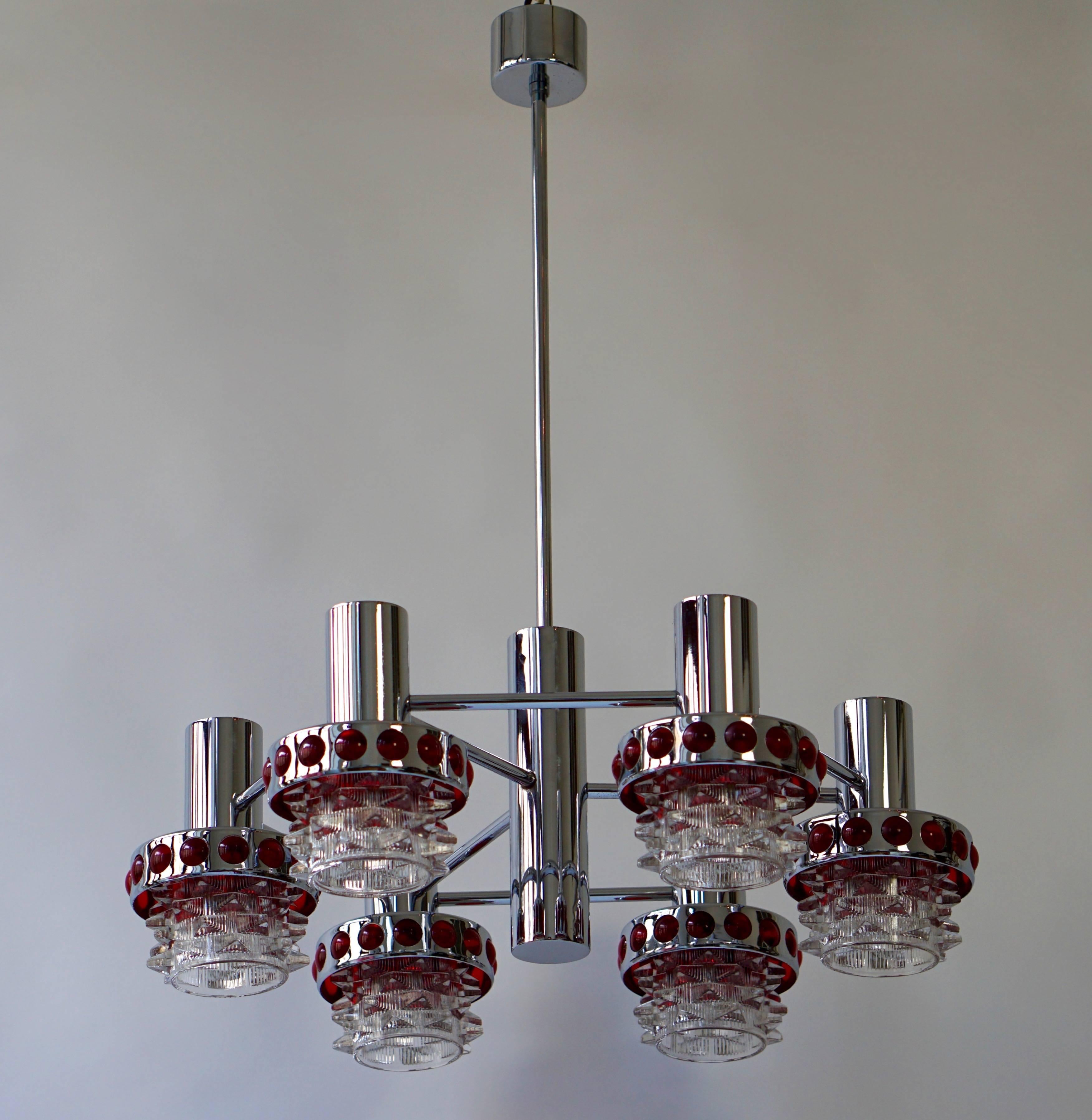 Mid-Century Modern Italian Glass Chandelier