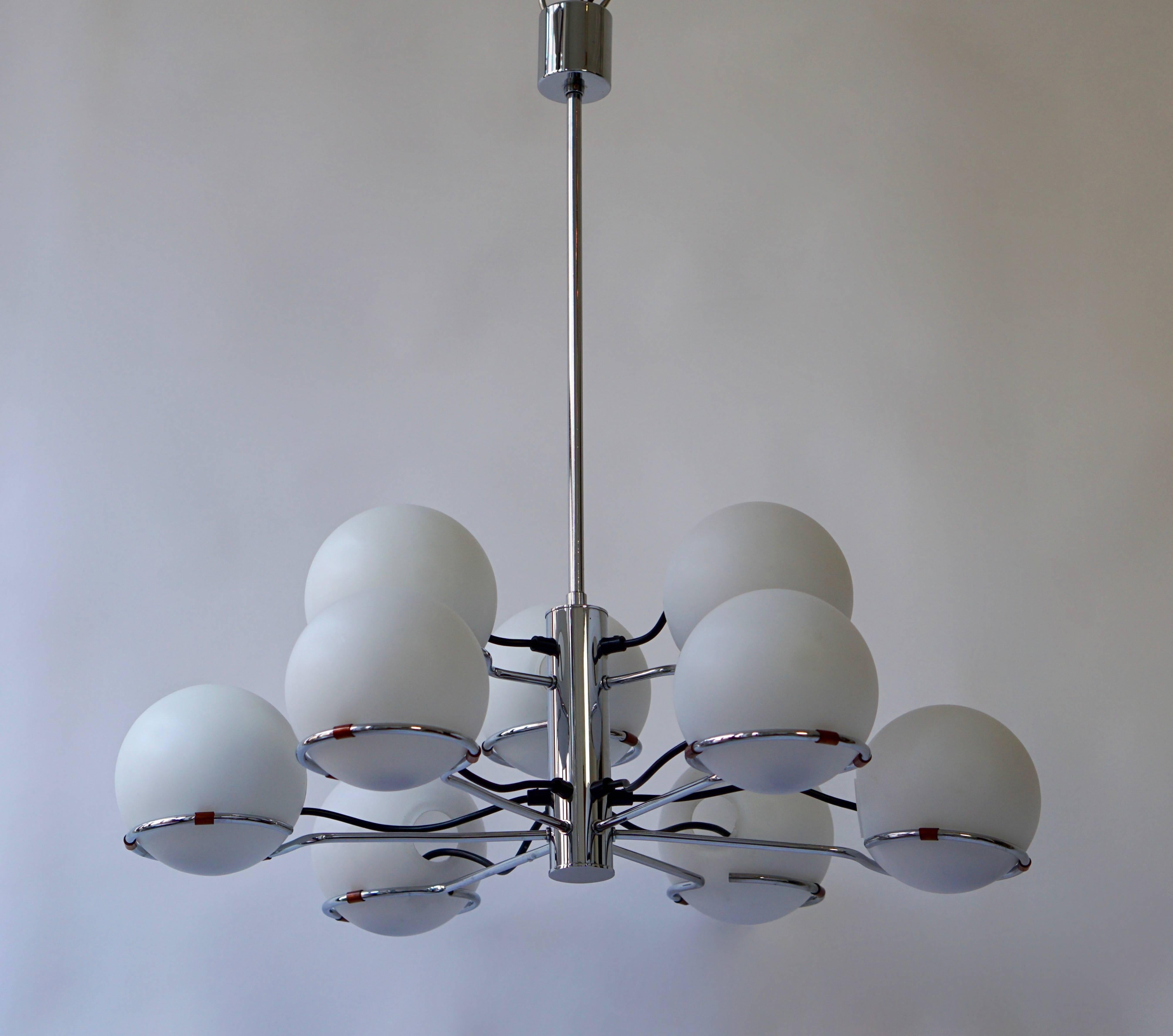 Mid-Century Modern Murano Chandelier with Nine Glass Globes For Sale