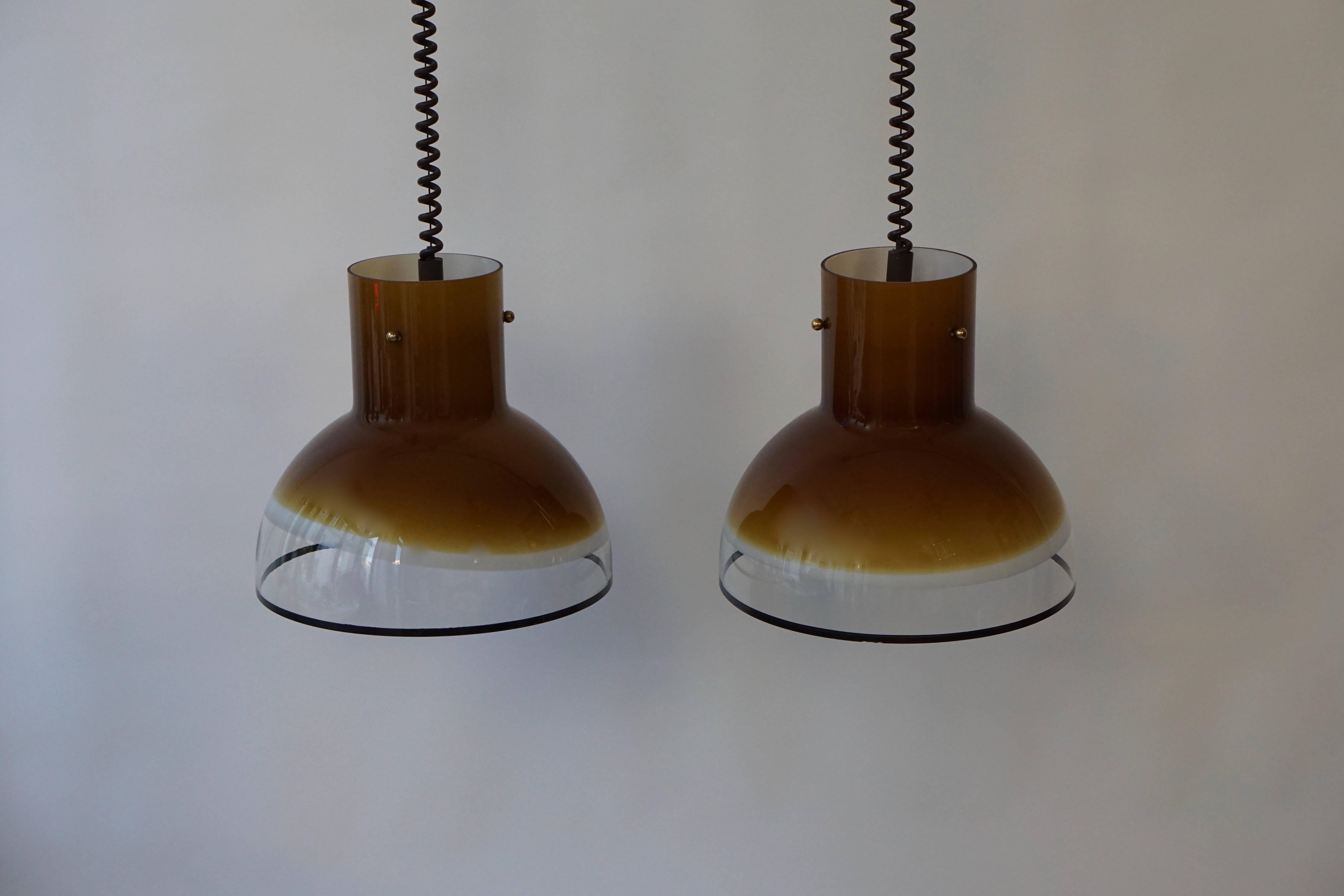 20th Century Two Adjustable Italian Murano Glass Ceiling Lights