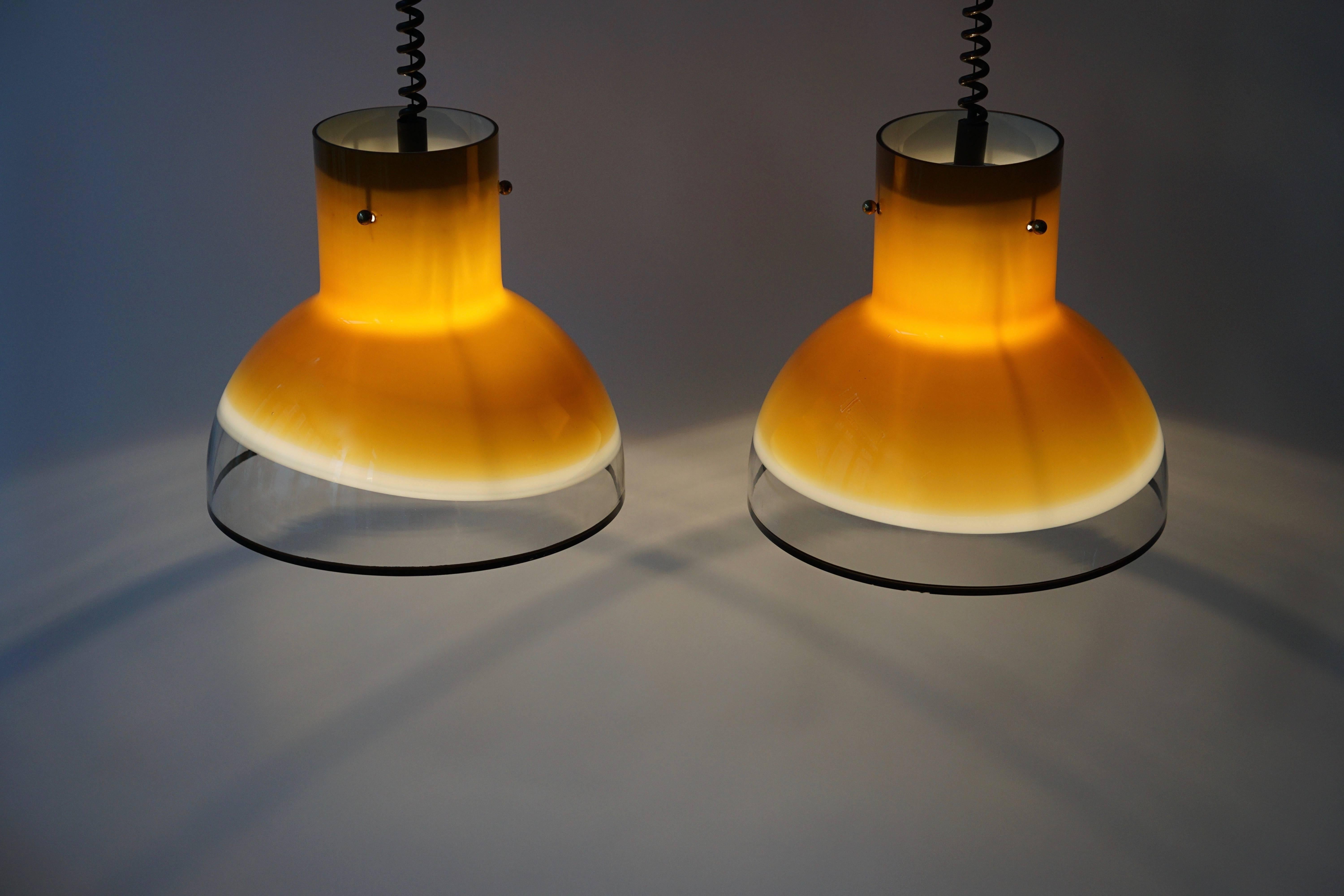 Two Adjustable Italian Murano Glass Ceiling Lights In Good Condition In Antwerp, BE