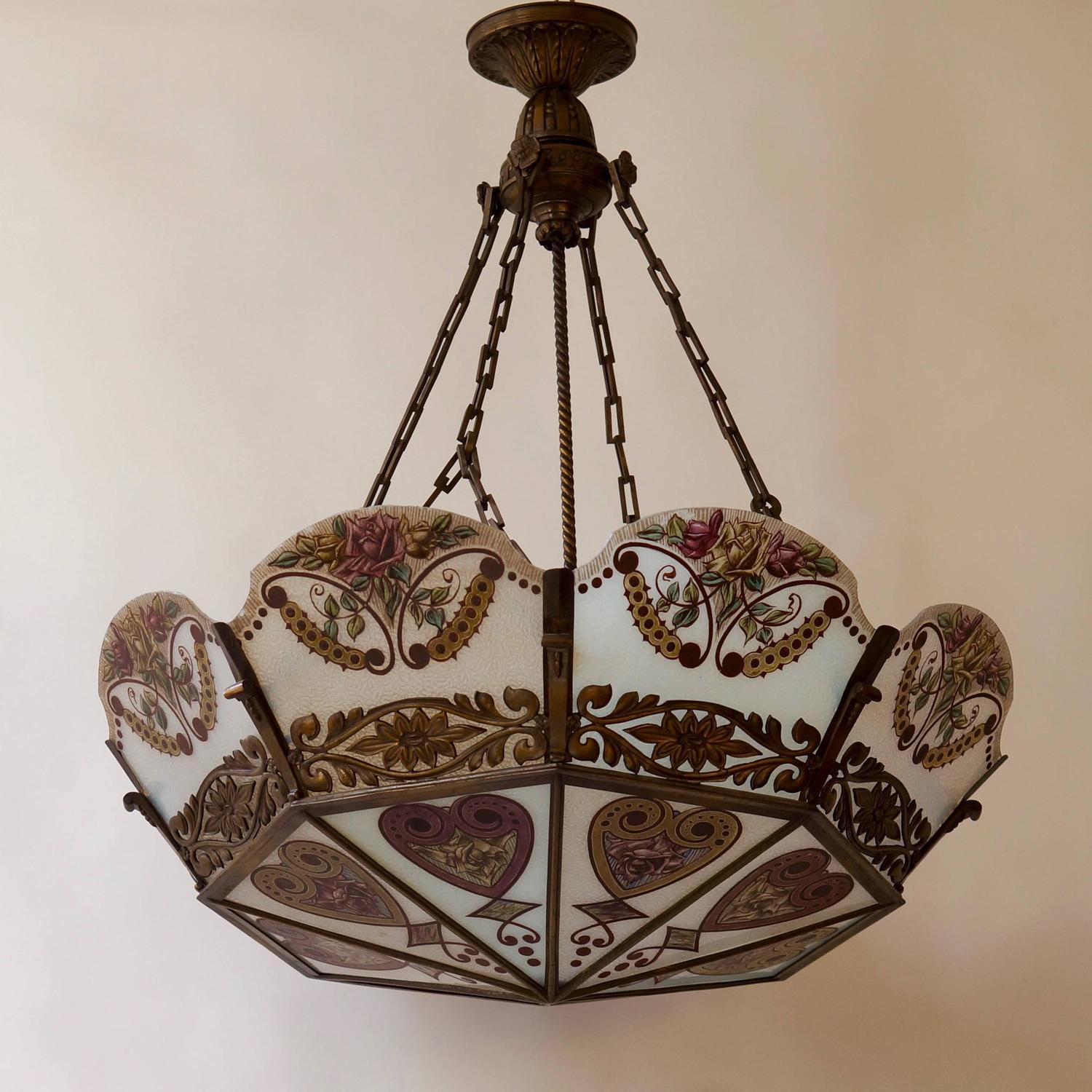Stained Glass Chandelier For Sale at 1stdibs