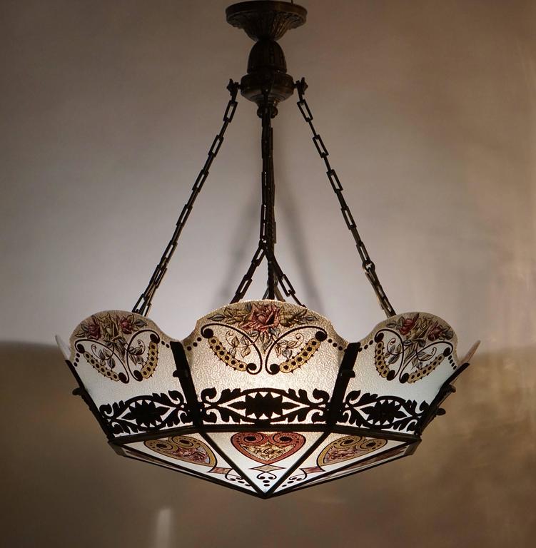 Stained Glass Chandelier For Sale at 1stdibs