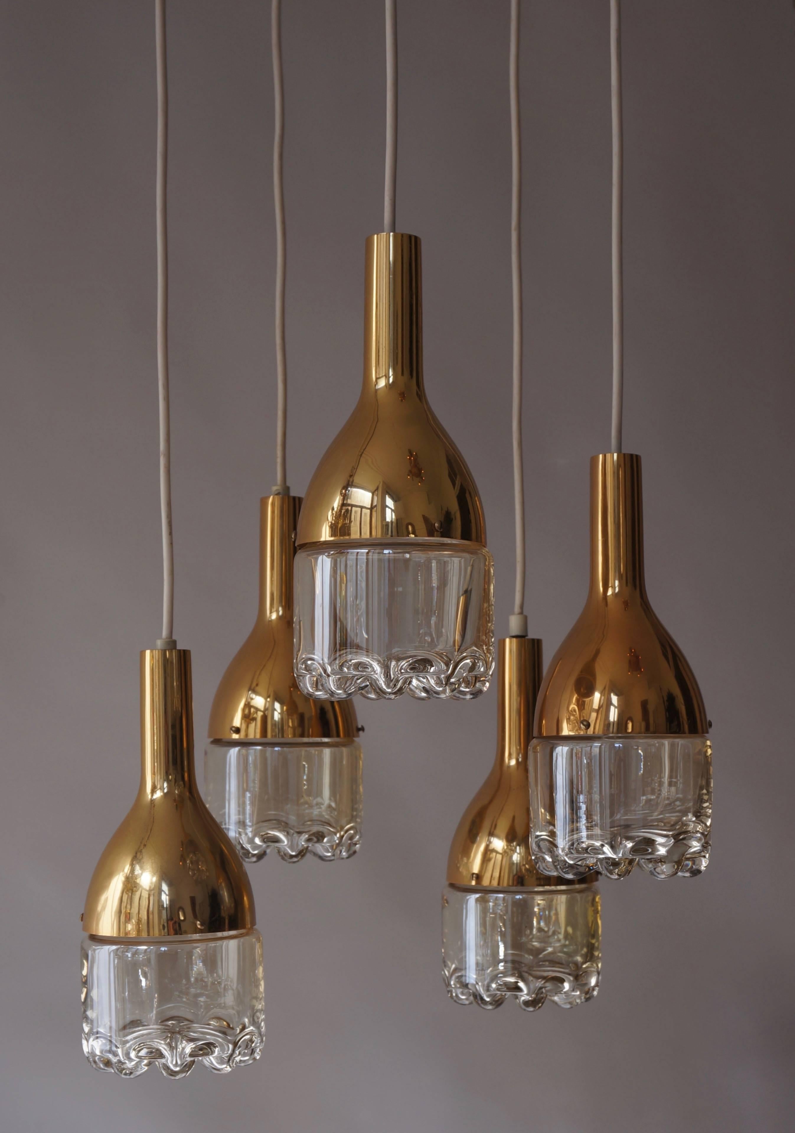 Italian Brass and Glass Ceiling Light For Sale 1