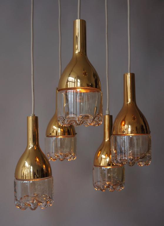 Italian Brass and Glass Ceiling Light For Sale 3