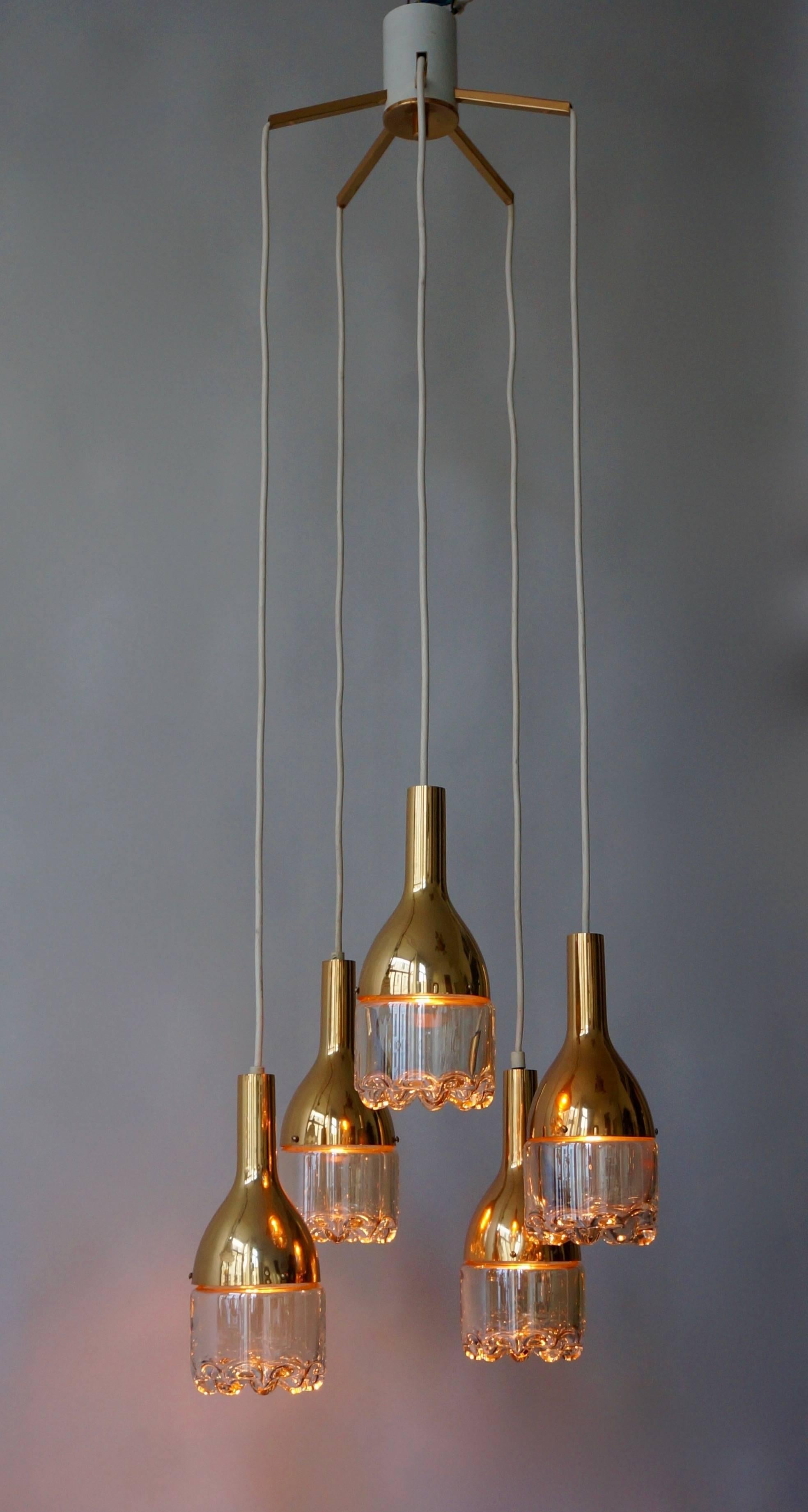 Italian Brass and Glass Ceiling Light For Sale 1