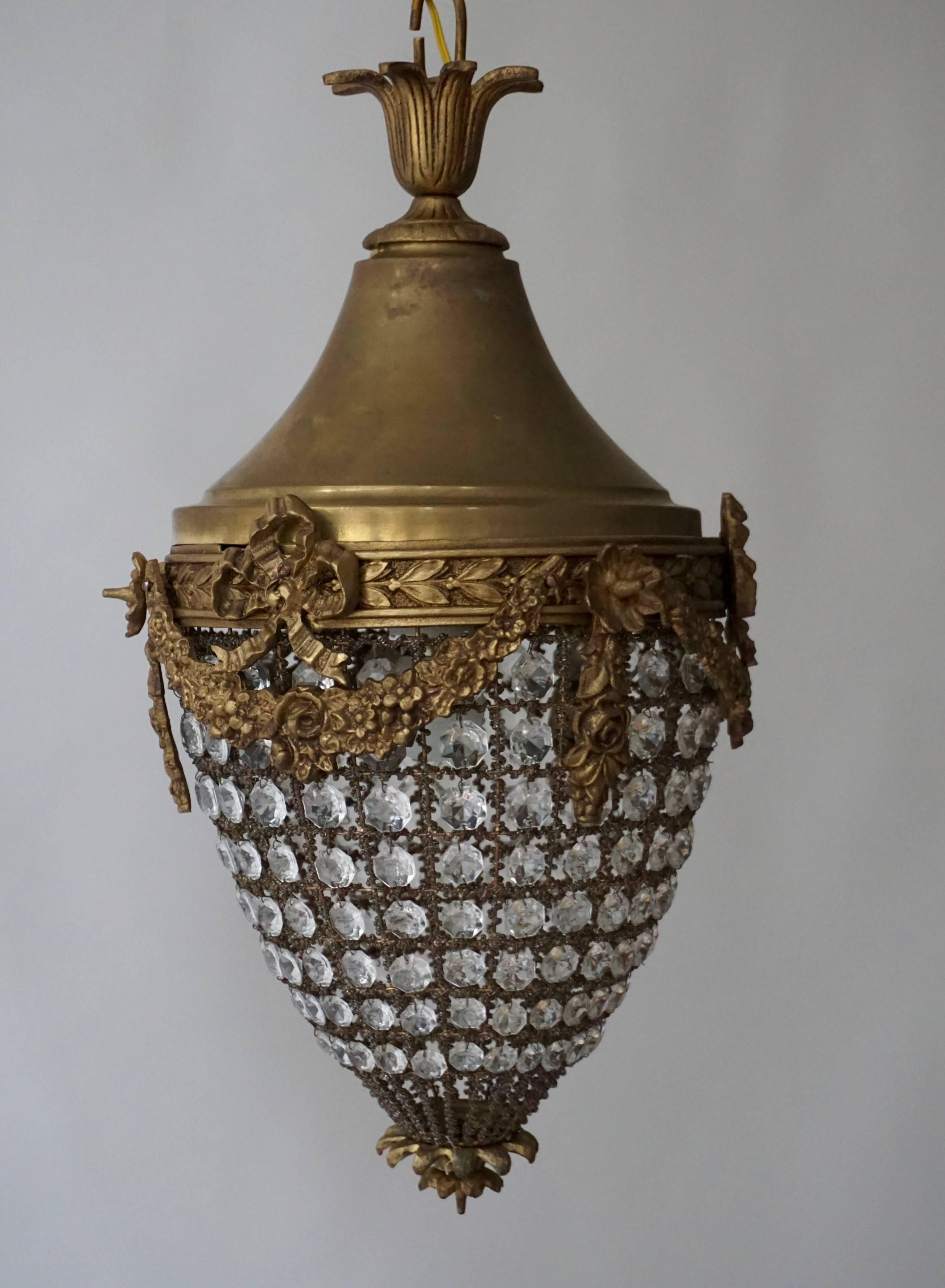 Mid-Century Modern Pair of Vintage Brass Lanterns