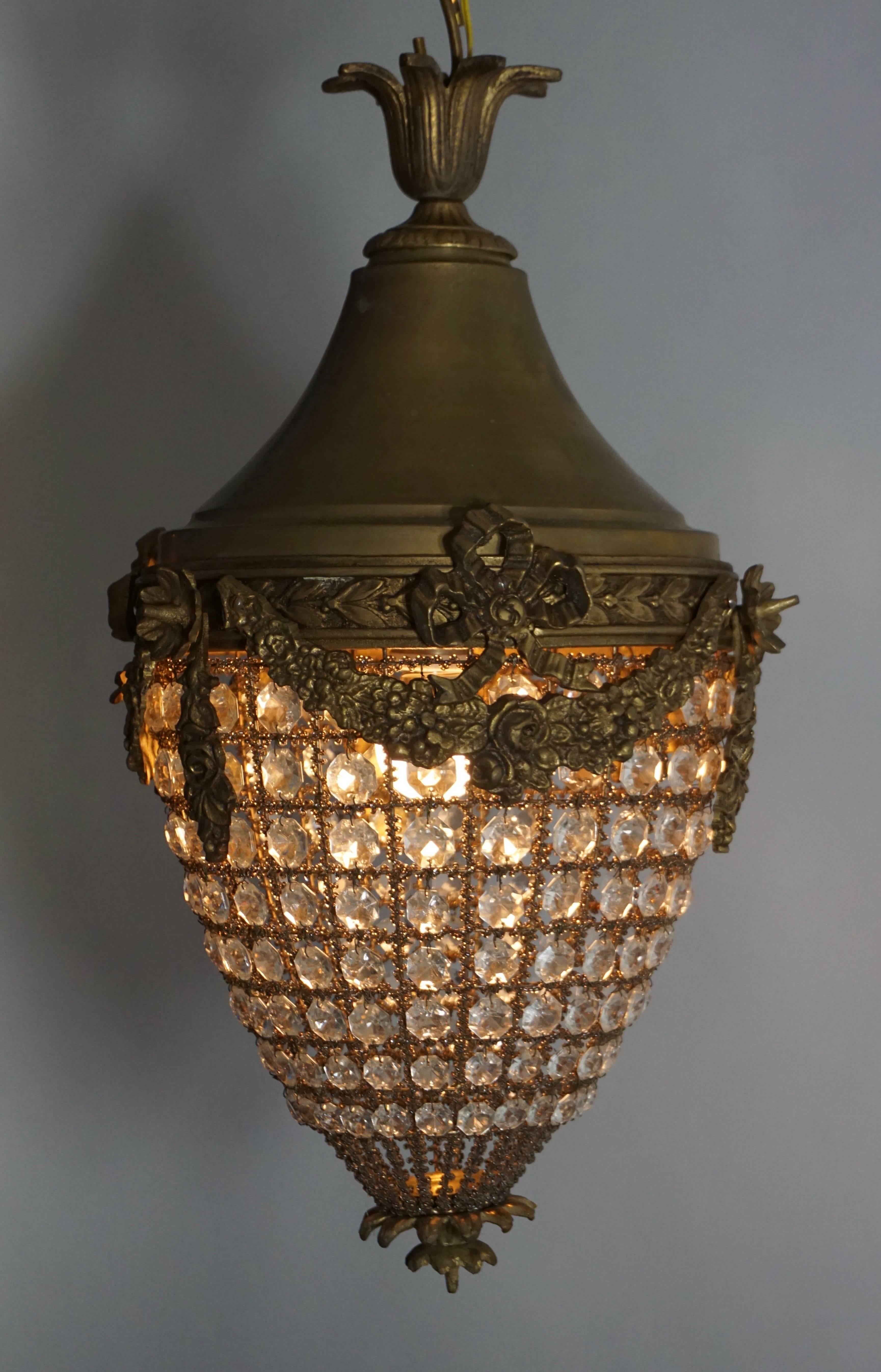 French Pair of Vintage Brass Lanterns