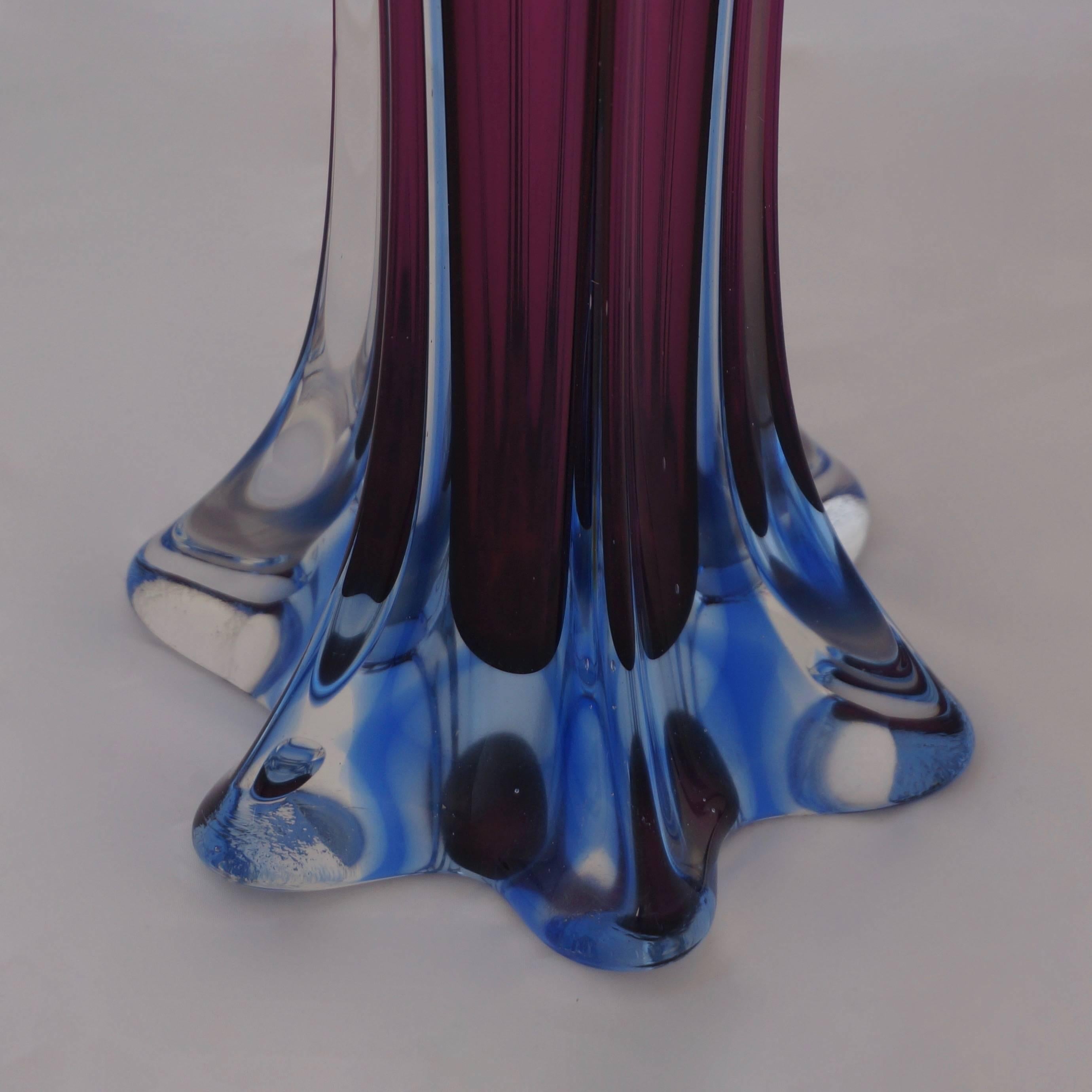 An Italian Murano glass vase manufactured in the 1960s.